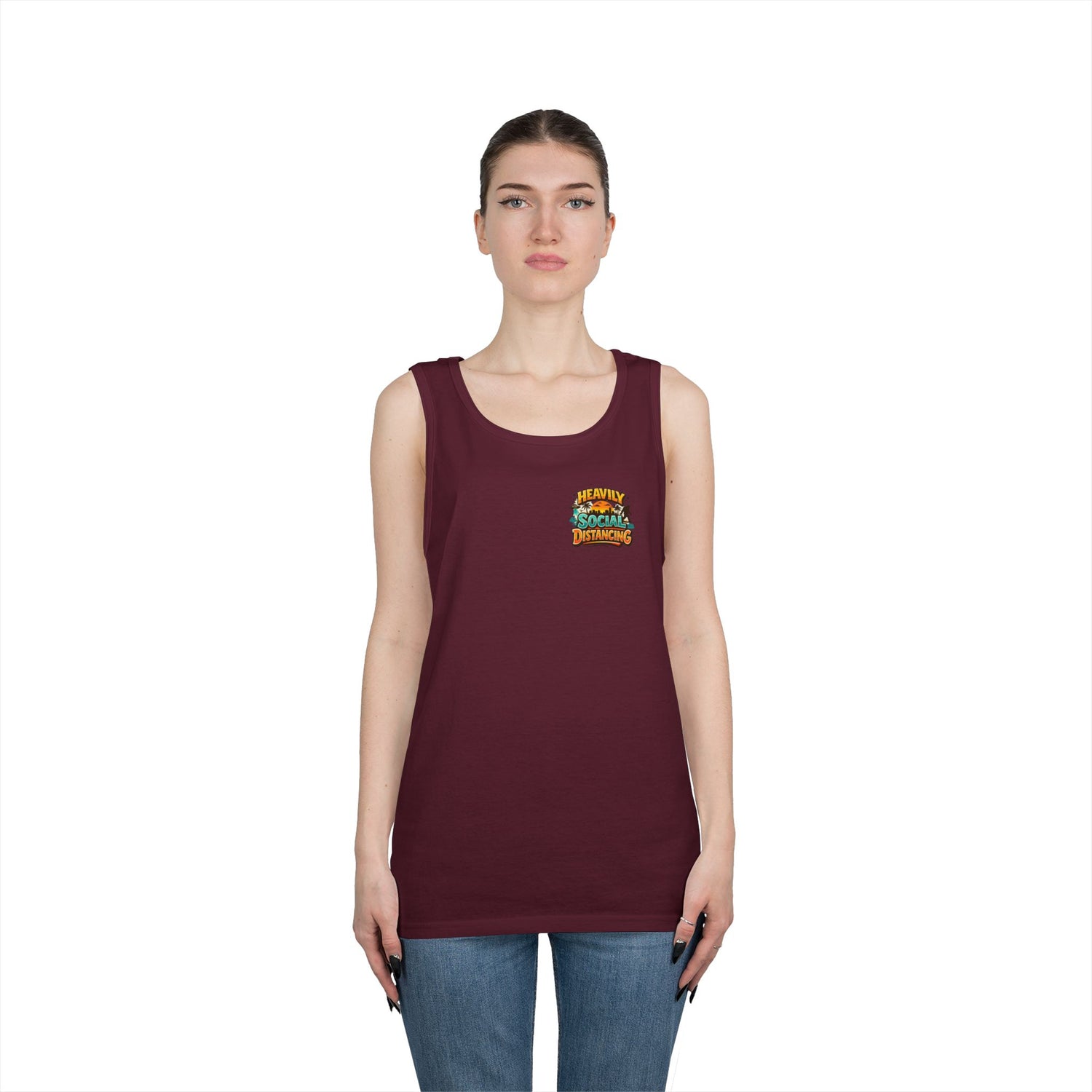 Heavily Socially Distancing Funny Tank Top