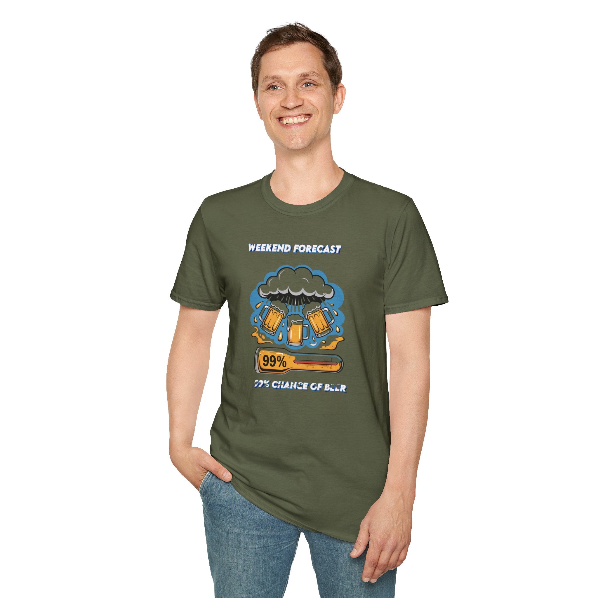 Weekend Forecast Tee — "99% Chance of Beer" Graphic T-Shirt