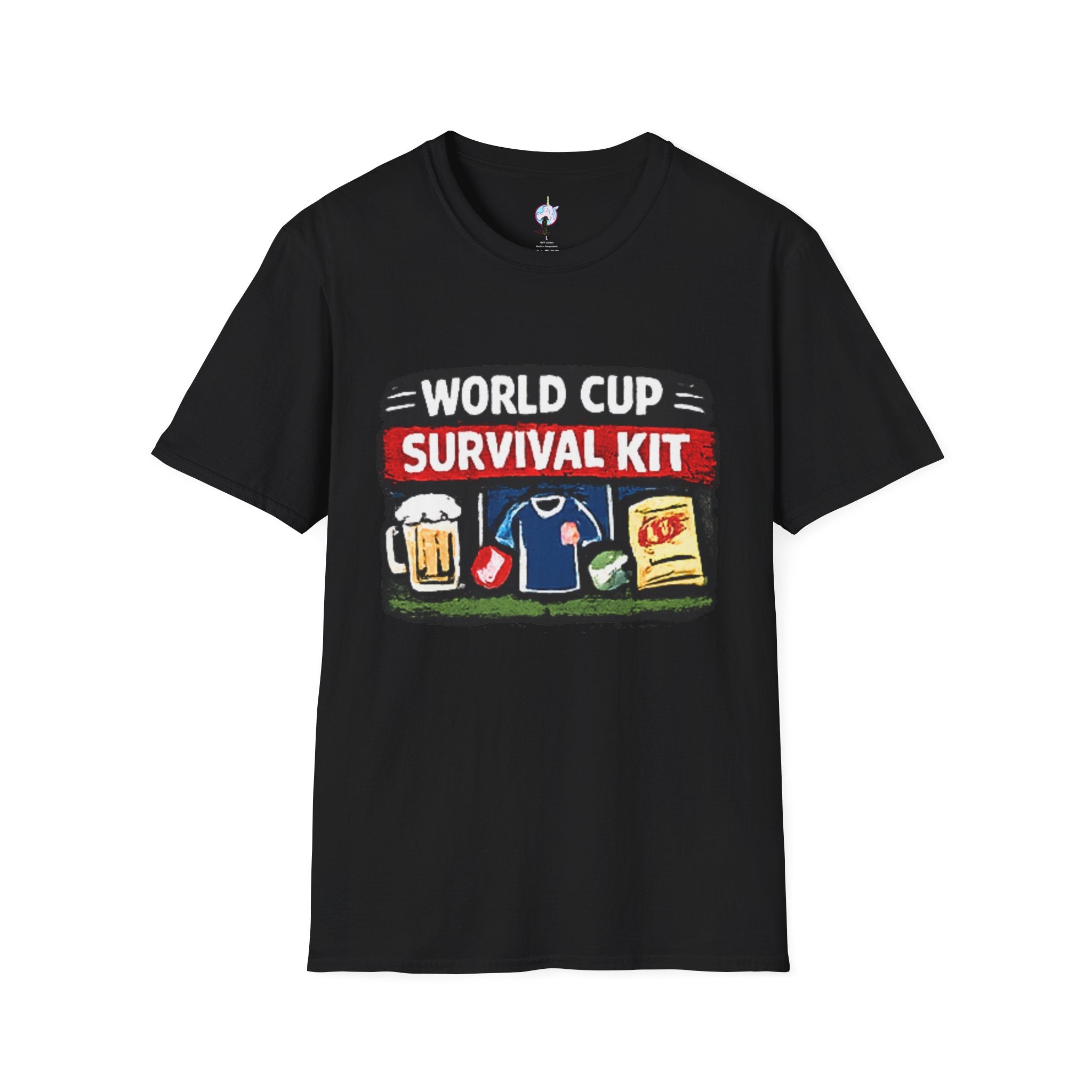 World Cup Survival Kit T-Shirt — Soccer Fan Tee with Beer &amp; Snacks Graphic