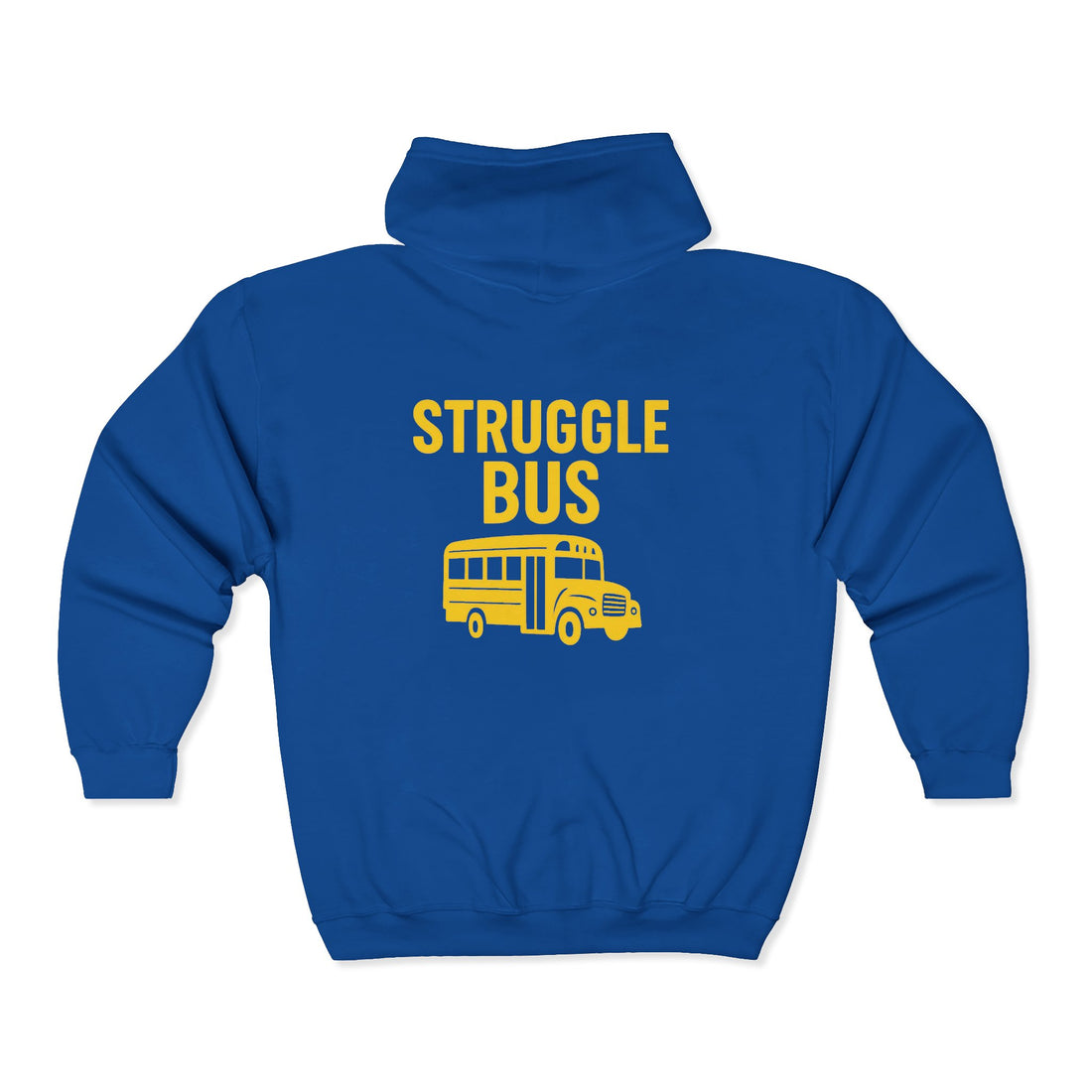 Struggle Bus Zip Hoodie — Funny Retro School Bus Graphic Sweatshirt