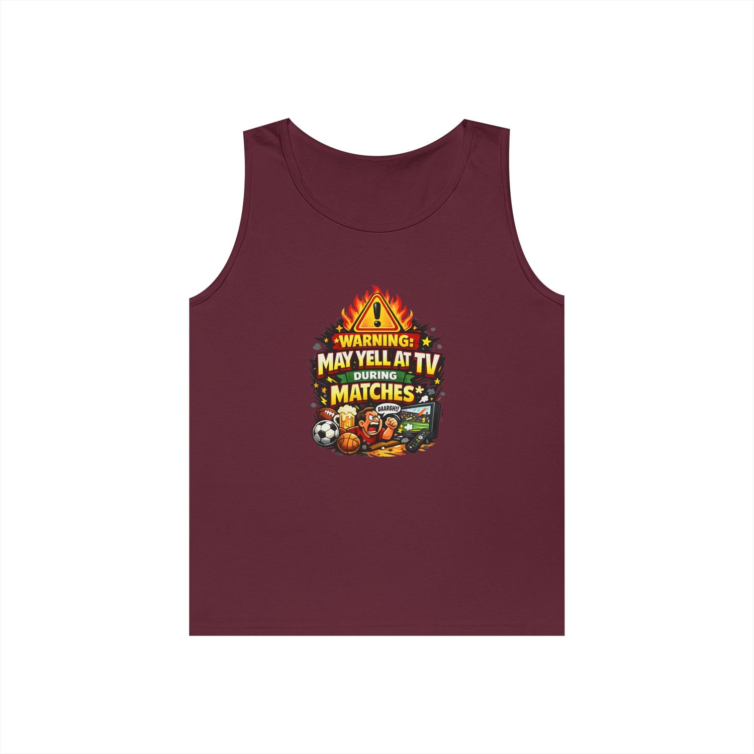 Warning May Yell At TV During Matches Funny Tank Top
