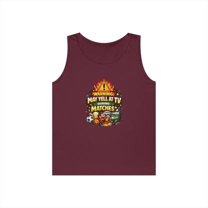 Warning May Yell At TV During Matches Funny Tank Top
