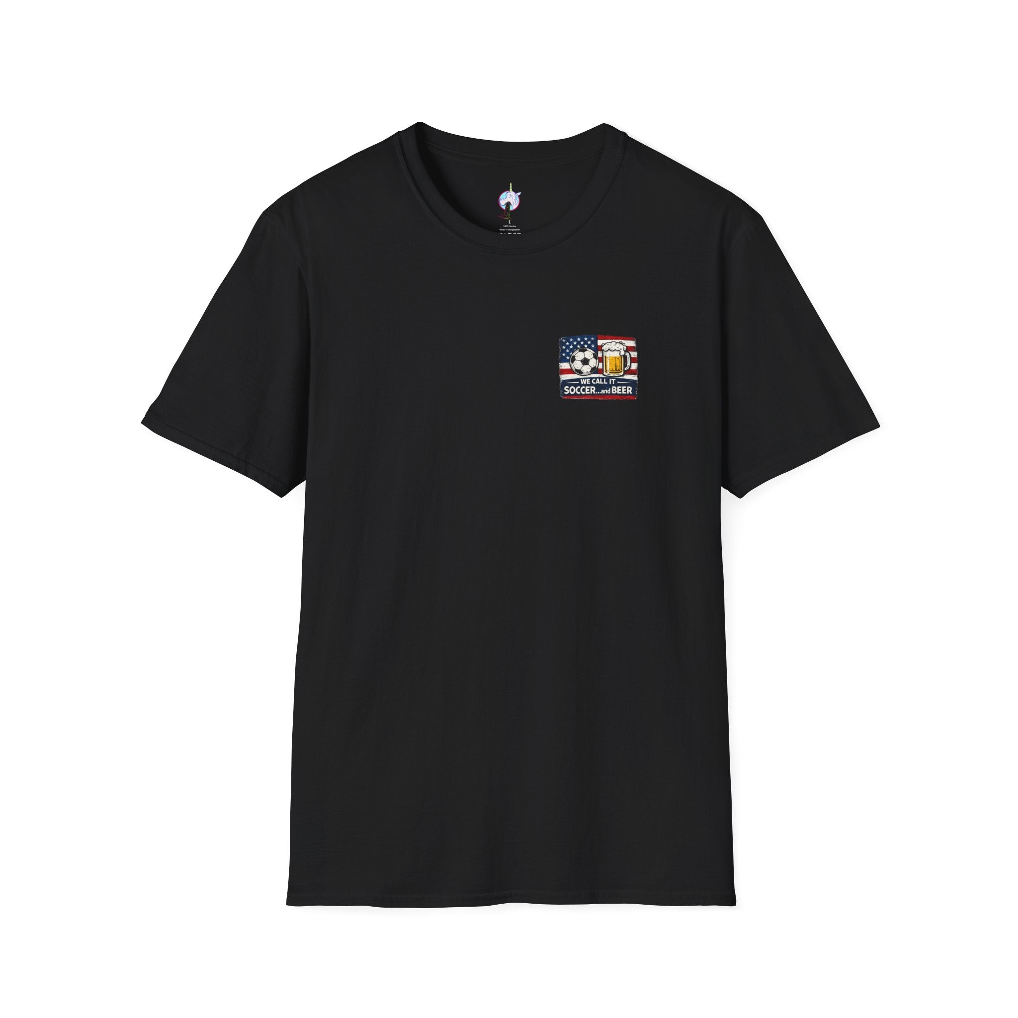 Soccer and Beer T-Shirt — American Flag Soccer Ball &amp; Beer Graphic Tee