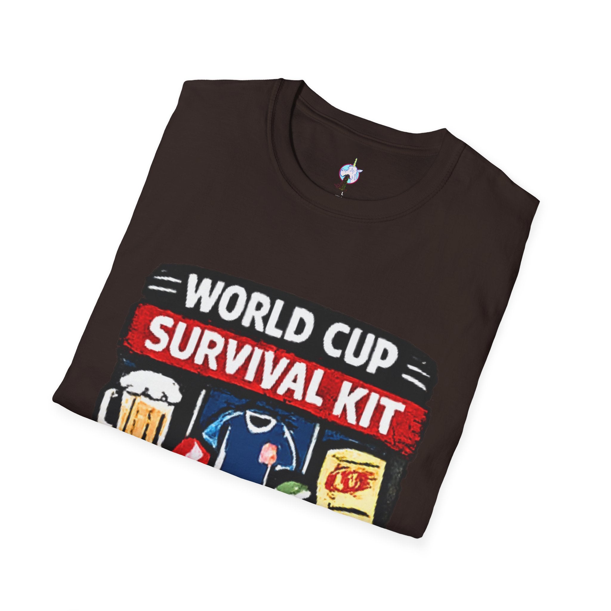 World Cup Survival Kit T-Shirt — Soccer Fan Tee with Beer &amp; Snacks Graphic