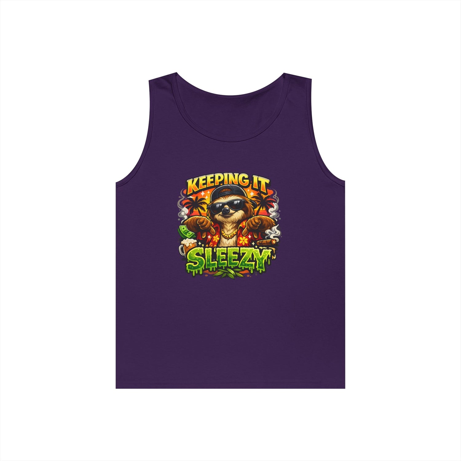 Tank Top — "Keeping It Sleezzy" Tropical Sloth Graphic Tank