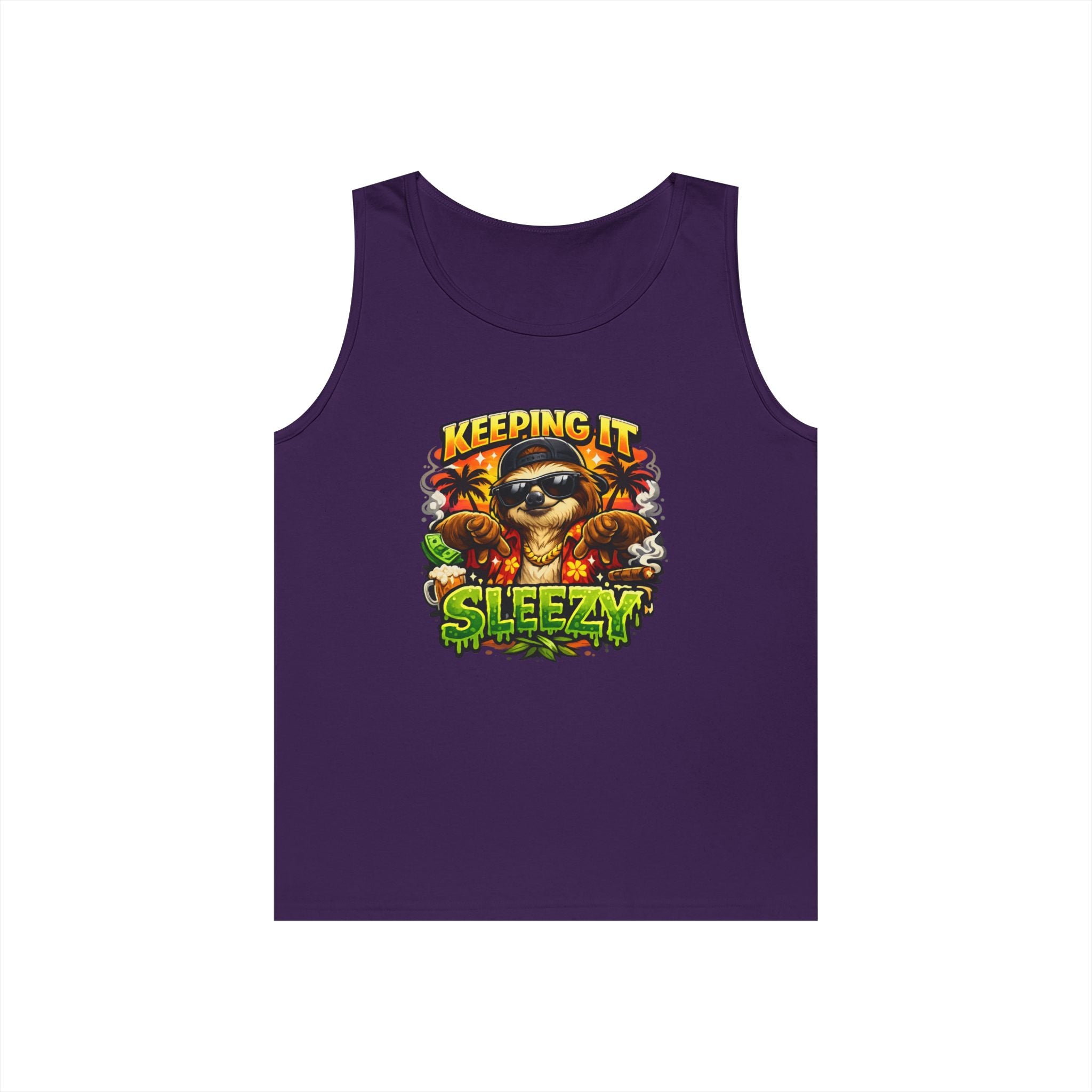 Tank Top — "Keeping It Sleezzy" Tropical Sloth Graphic Tank