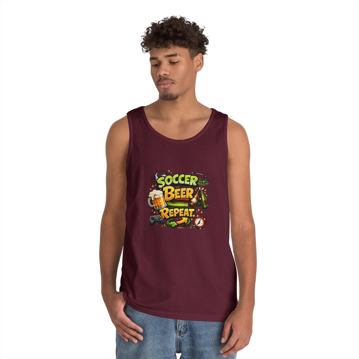 Soccer Beer Repeat Funny Tank Top