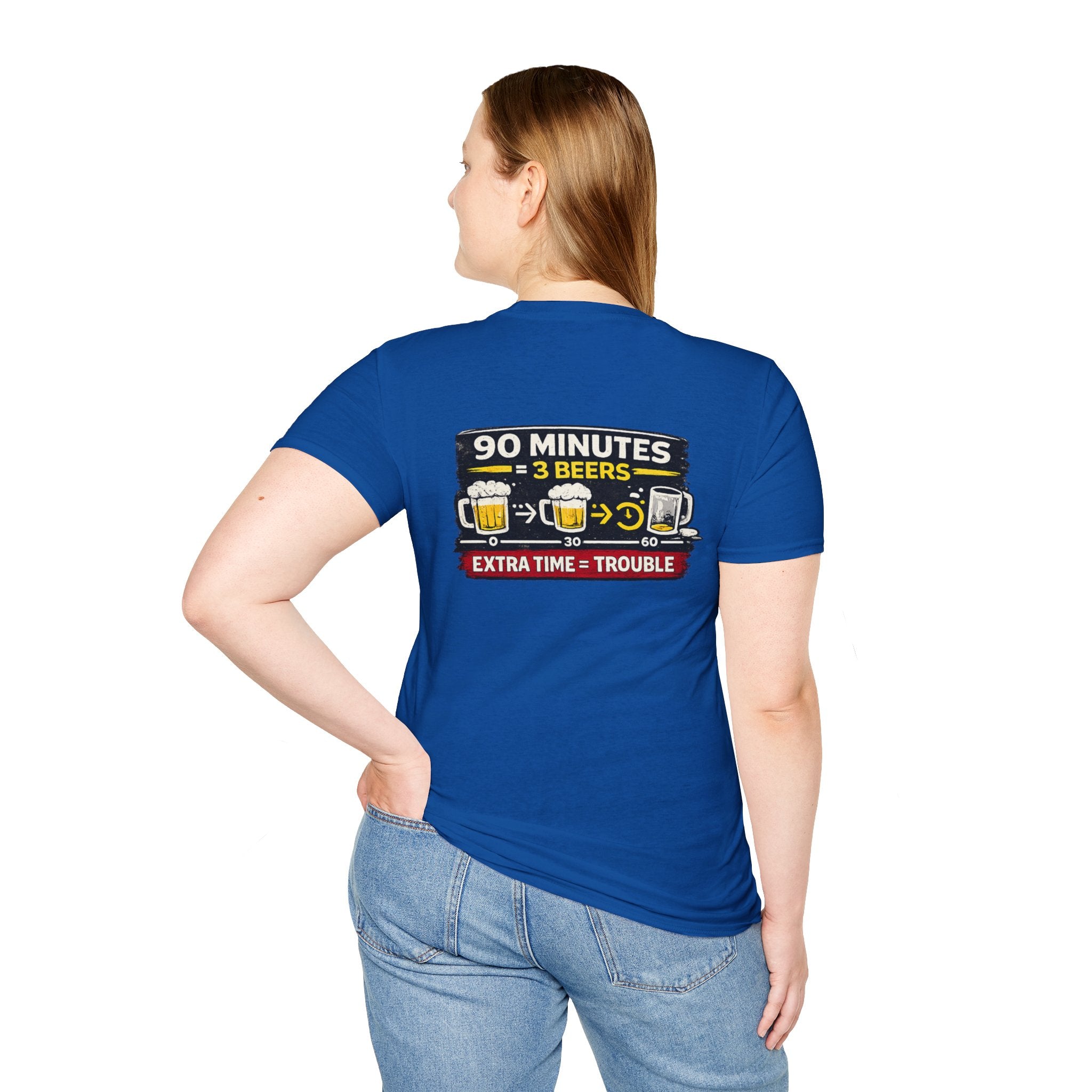 Soccer Fan T-Shirt — "90 Minutes = 3 Beers" Funny Football Game Tee