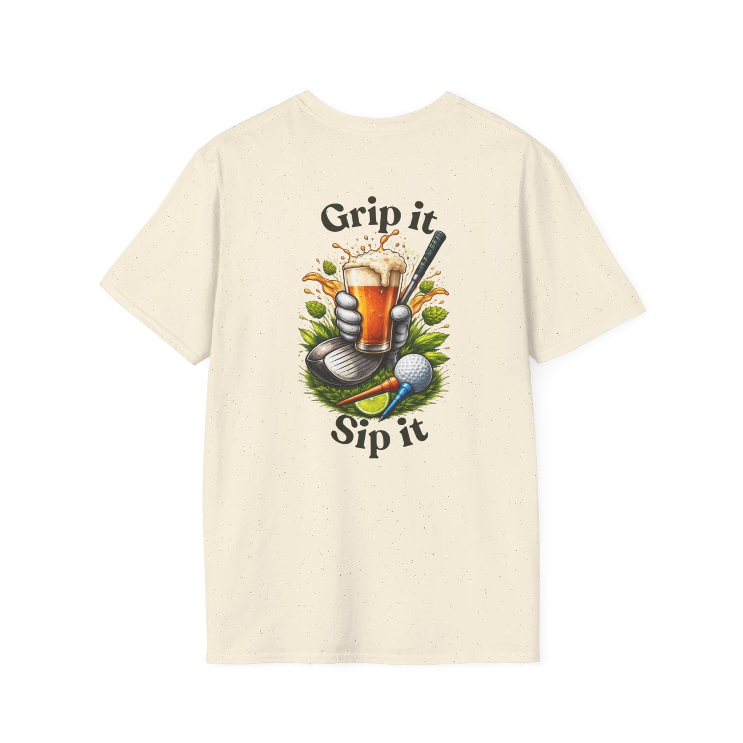 Golf &amp; Beer T-Shirt — "Grip It, Sip It" Golfing Beer Graphic Tee