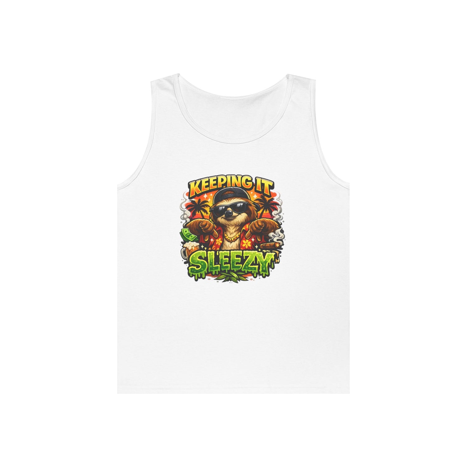 Tank Top — "Keeping It Sleezzy" Tropical Sloth Graphic Tank