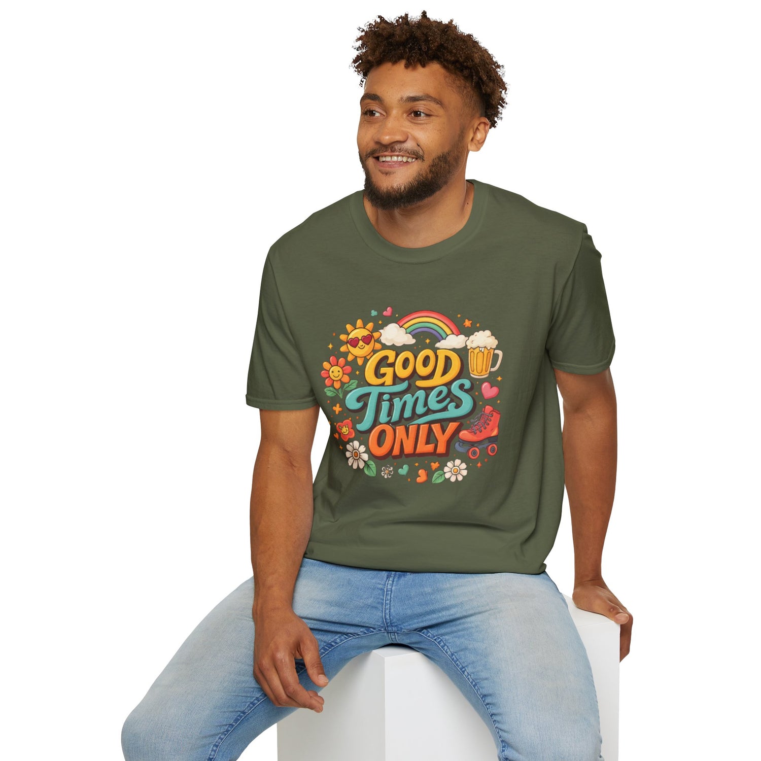 Good Times Only T-Shirt — Retro Roller &amp; Sunshine Graphic Tee