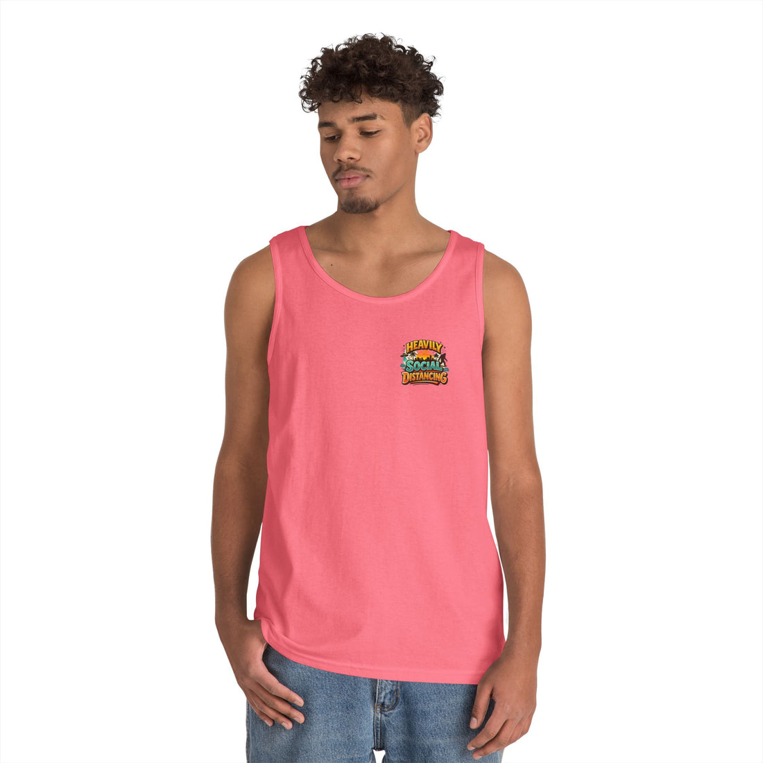 Heavily Socially Distancing Funny Tank Top