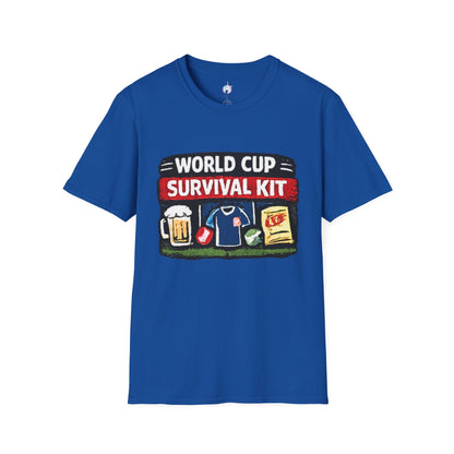 World Cup Survival Kit T-Shirt — Soccer Fan Tee with Beer &amp; Snacks Graphic
