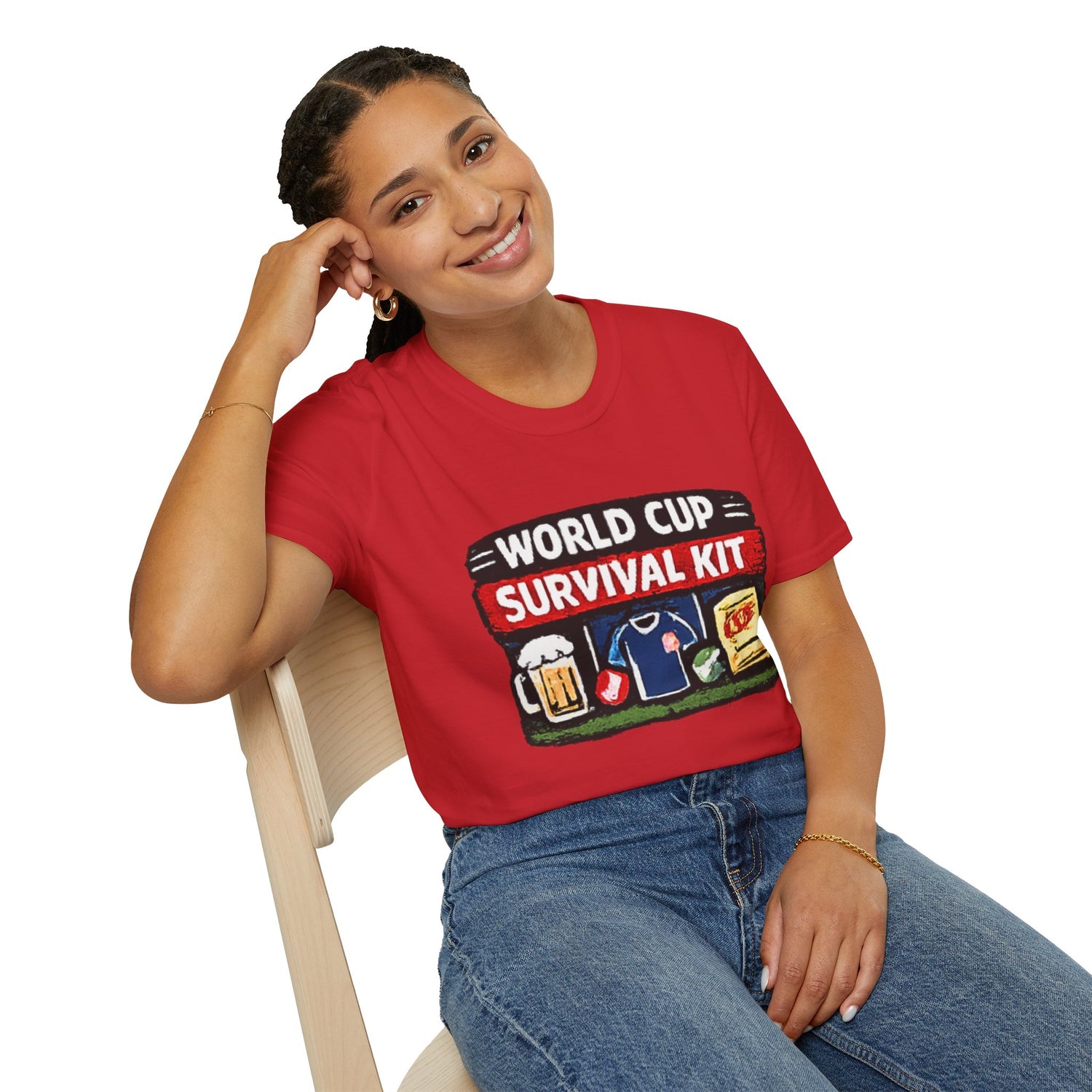 World Cup Survival Kit T-Shirt — Soccer Fan Tee with Beer &amp; Snacks Graphic
