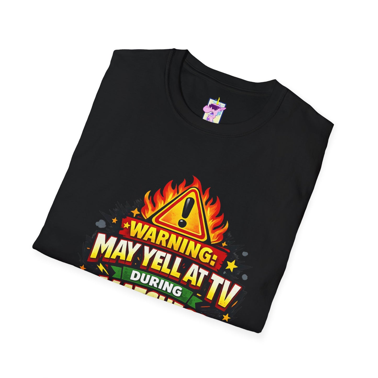 Warning May Yell at TV During Matches Funny Soccer Shirt – Graphic Tee | Soccer Fan Gift