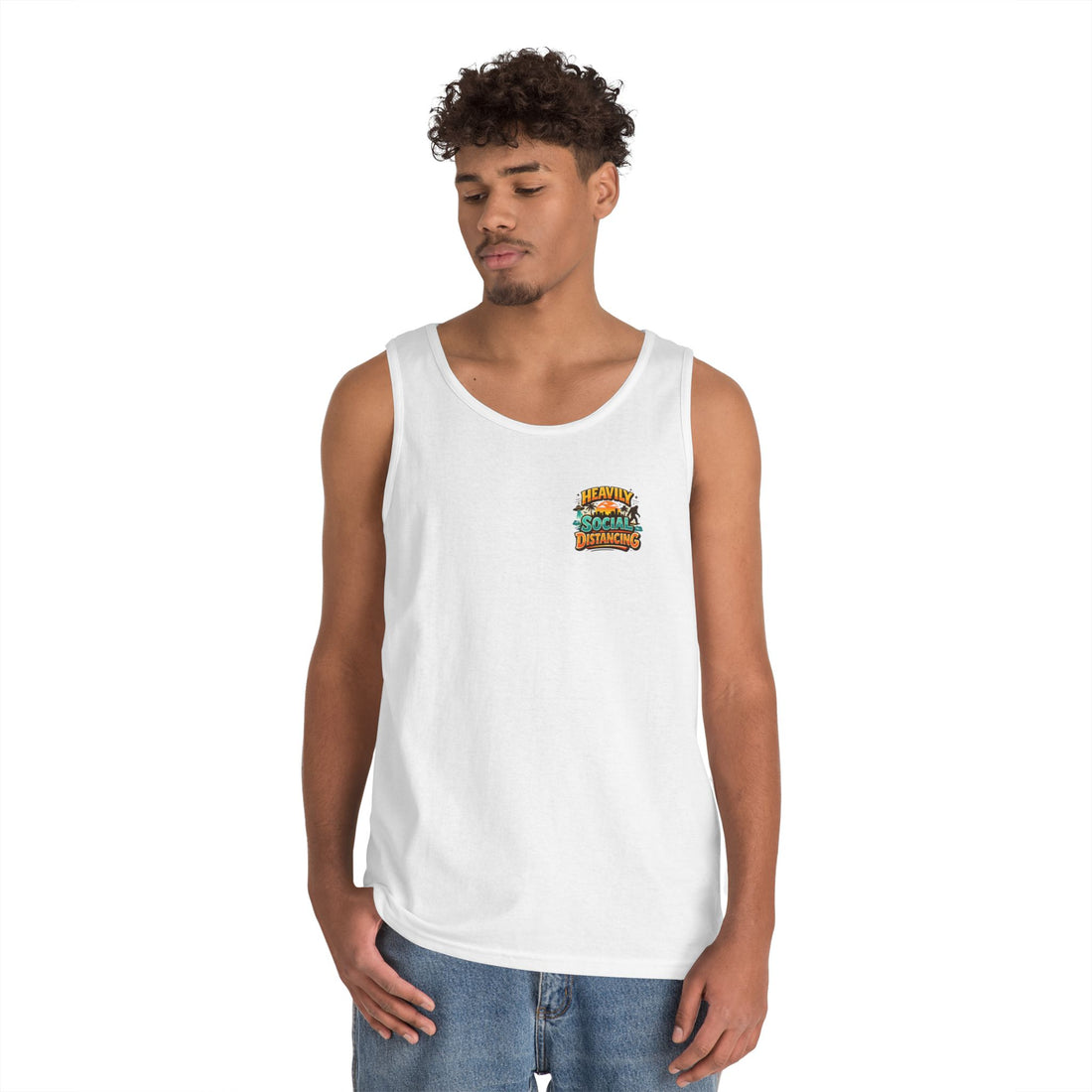 Heavily Socially Distancing Funny Tank Top