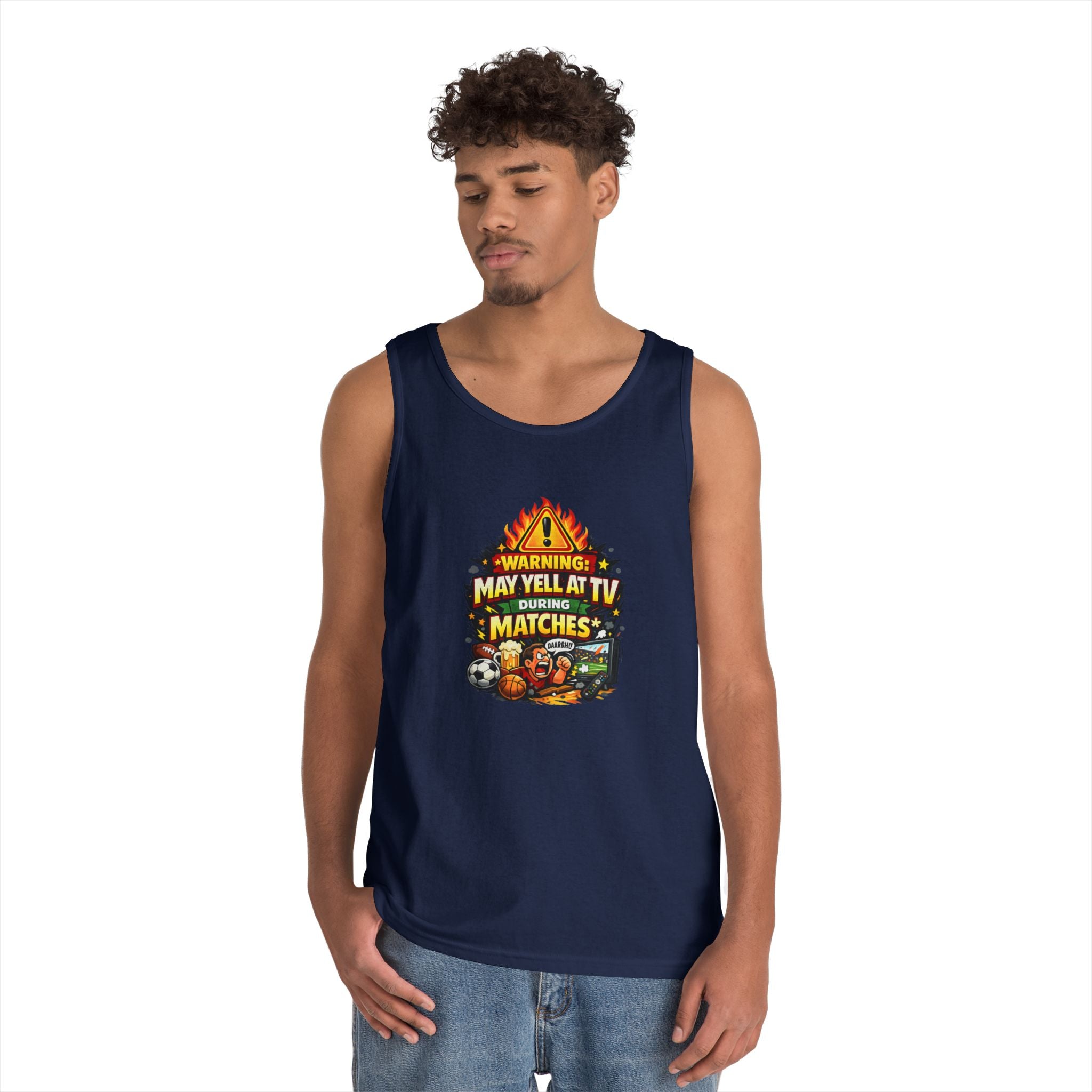 Warning May Yell At TV During Matches Funny Tank Top