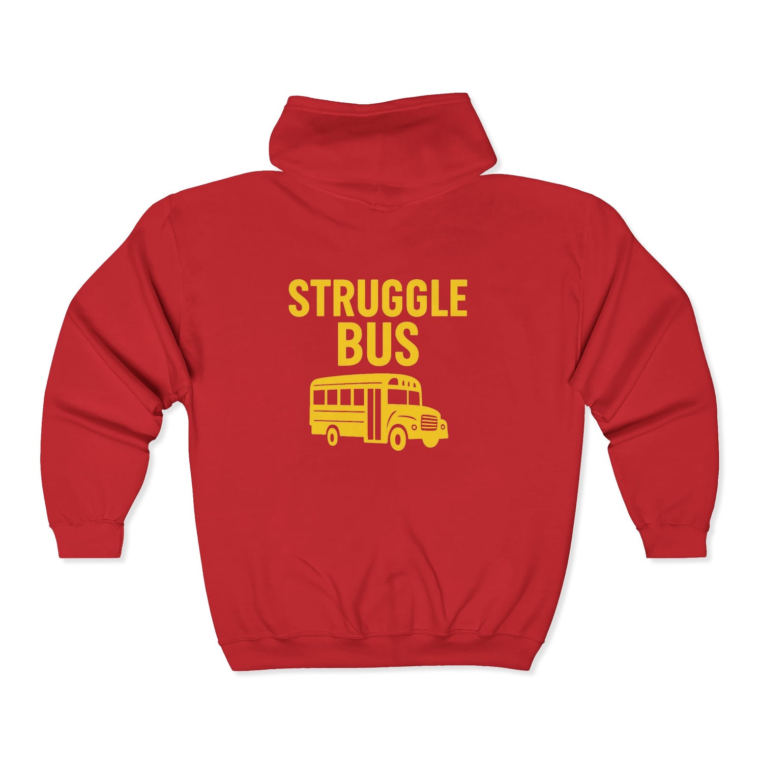 Struggle Bus Zip Hoodie — Funny Retro School Bus Graphic Sweatshirt