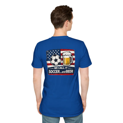 Soccer and Beer T-Shirt — American Flag Soccer Ball &amp; Beer Graphic Tee