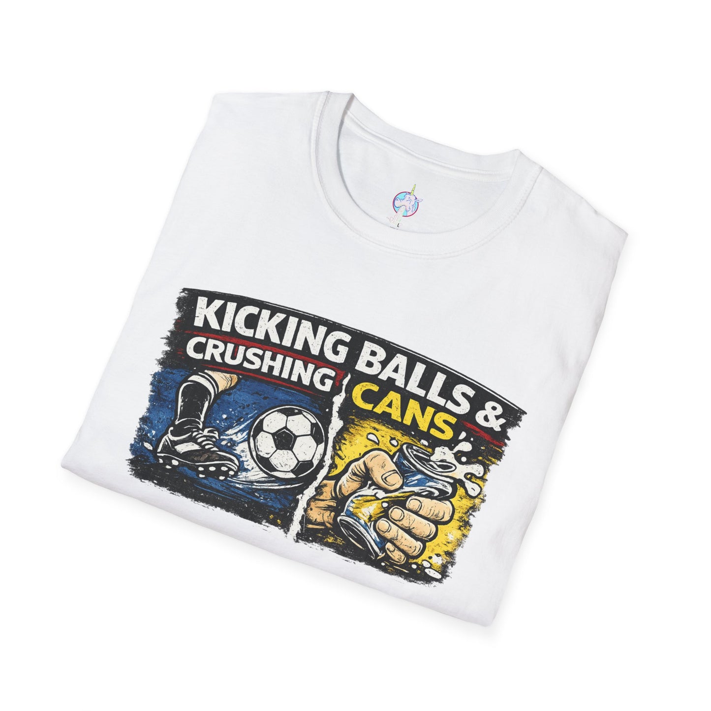 Kicking Balls & Crushing Cans Soccer Graphic T-Shirt