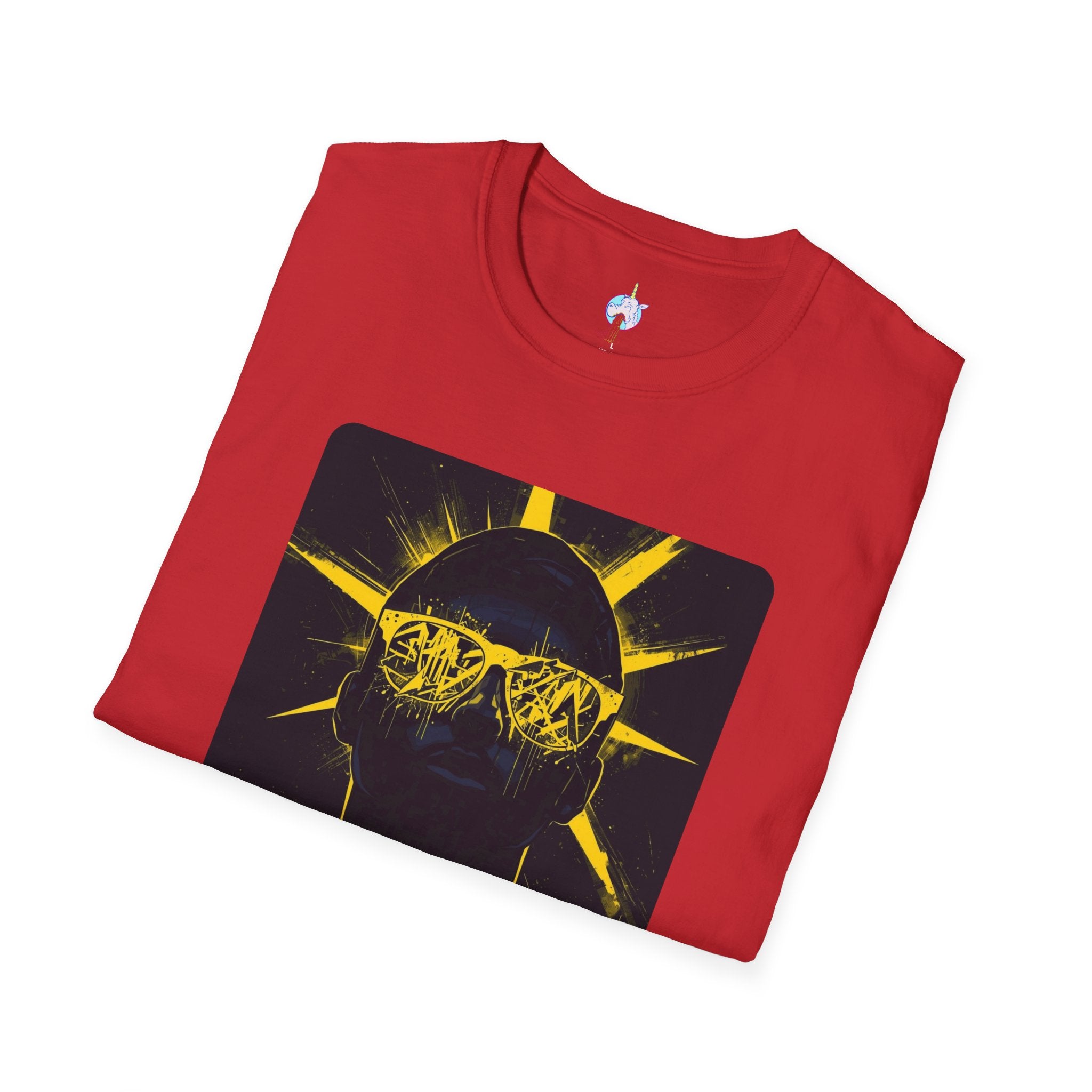 Solar Shades Graphic T-Shirt — Neon Yellow Sun Skull Design