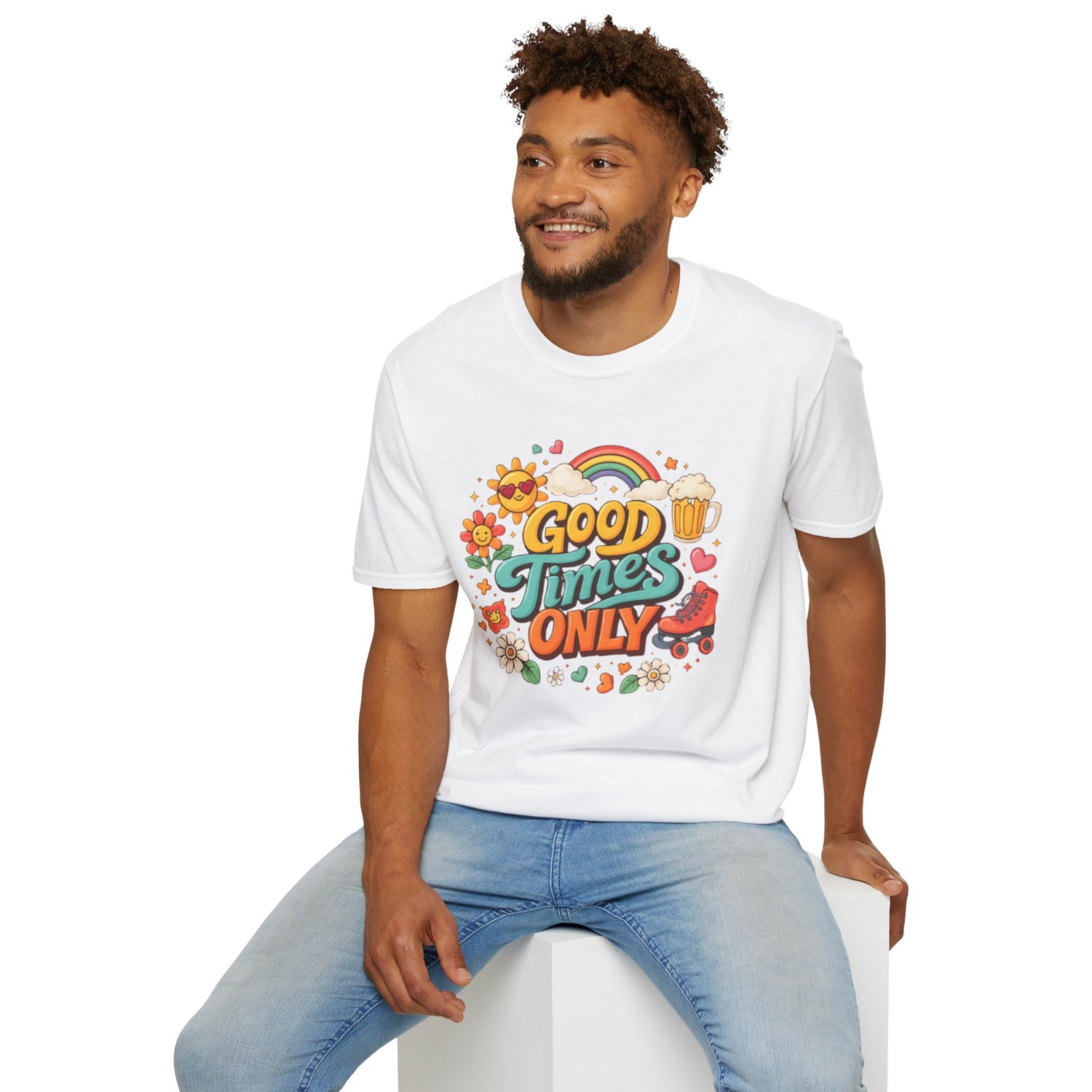 Good Times Only T-Shirt — Retro Roller &amp; Sunshine Graphic Tee