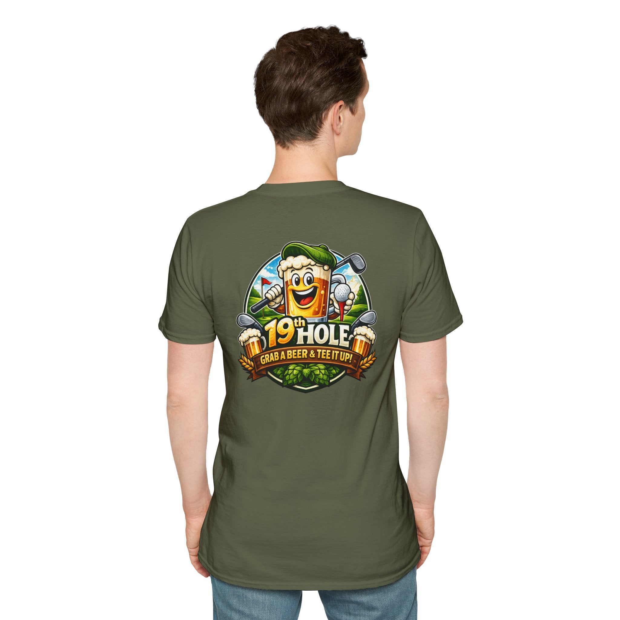 19th Hole Golf T-Shirt — "Grab a Beer &amp; Tee It Up" Vintage Golfing Tee