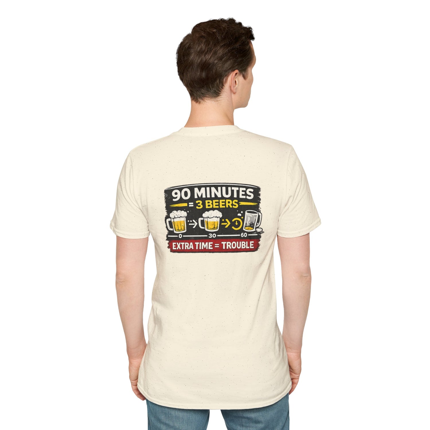 Soccer Fan T-Shirt — "90 Minutes = 3 Beers" Funny Football Game Tee