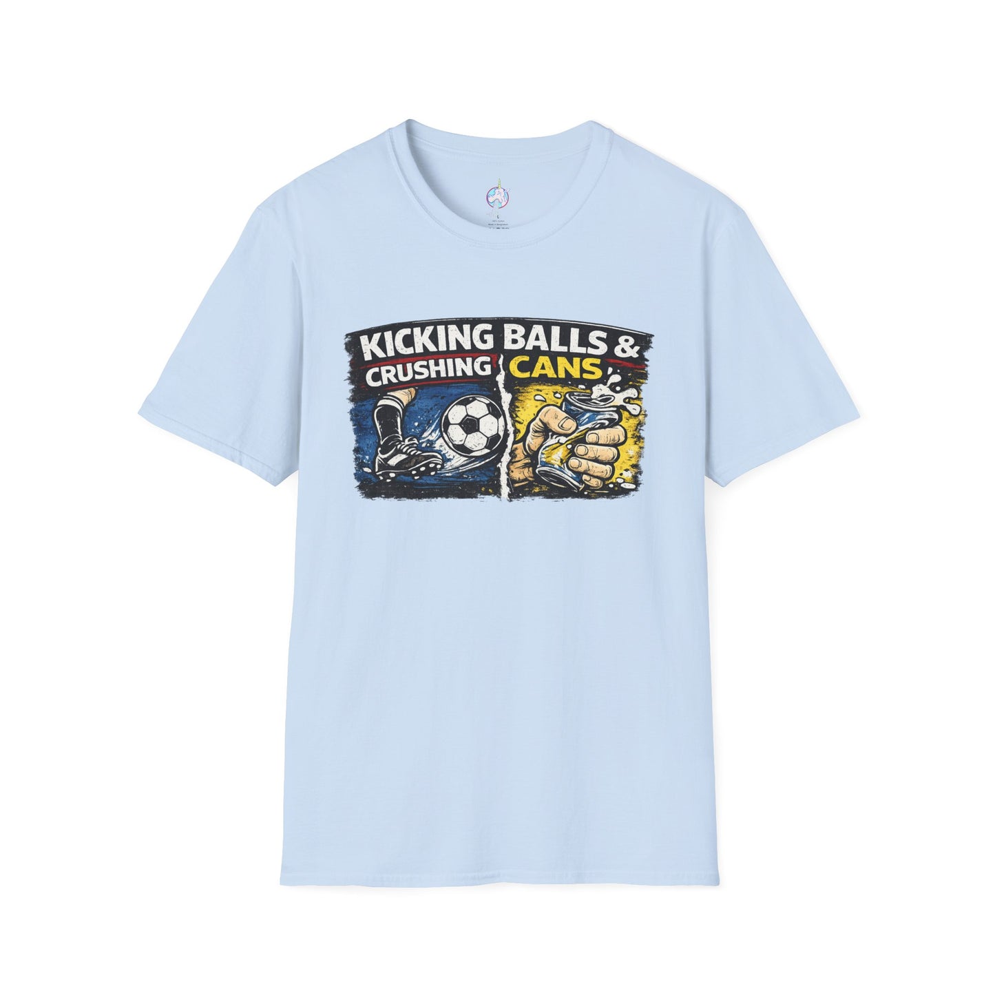 Kicking Balls & Crushing Cans Soccer Graphic T-Shirt