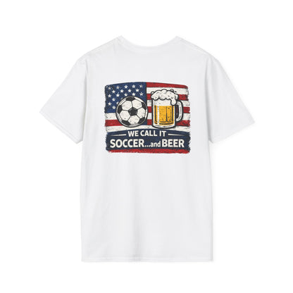 Soccer and Beer T-Shirt — American Flag Soccer Ball &amp; Beer Graphic Tee