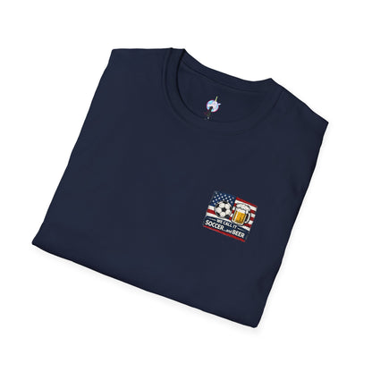Soccer and Beer T-Shirt — American Flag Soccer Ball &amp; Beer Graphic Tee