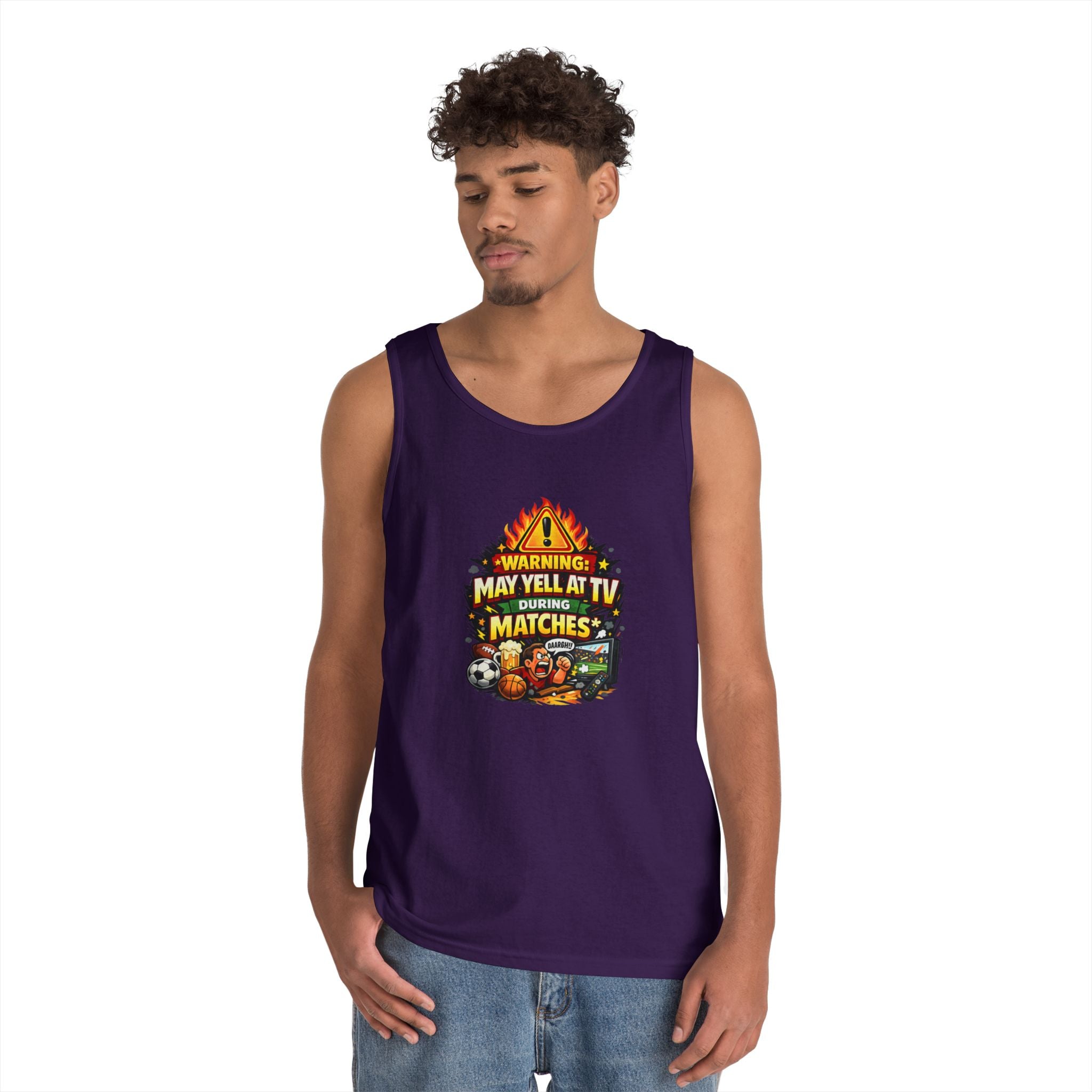 Warning May Yell At TV During Matches Funny Tank Top