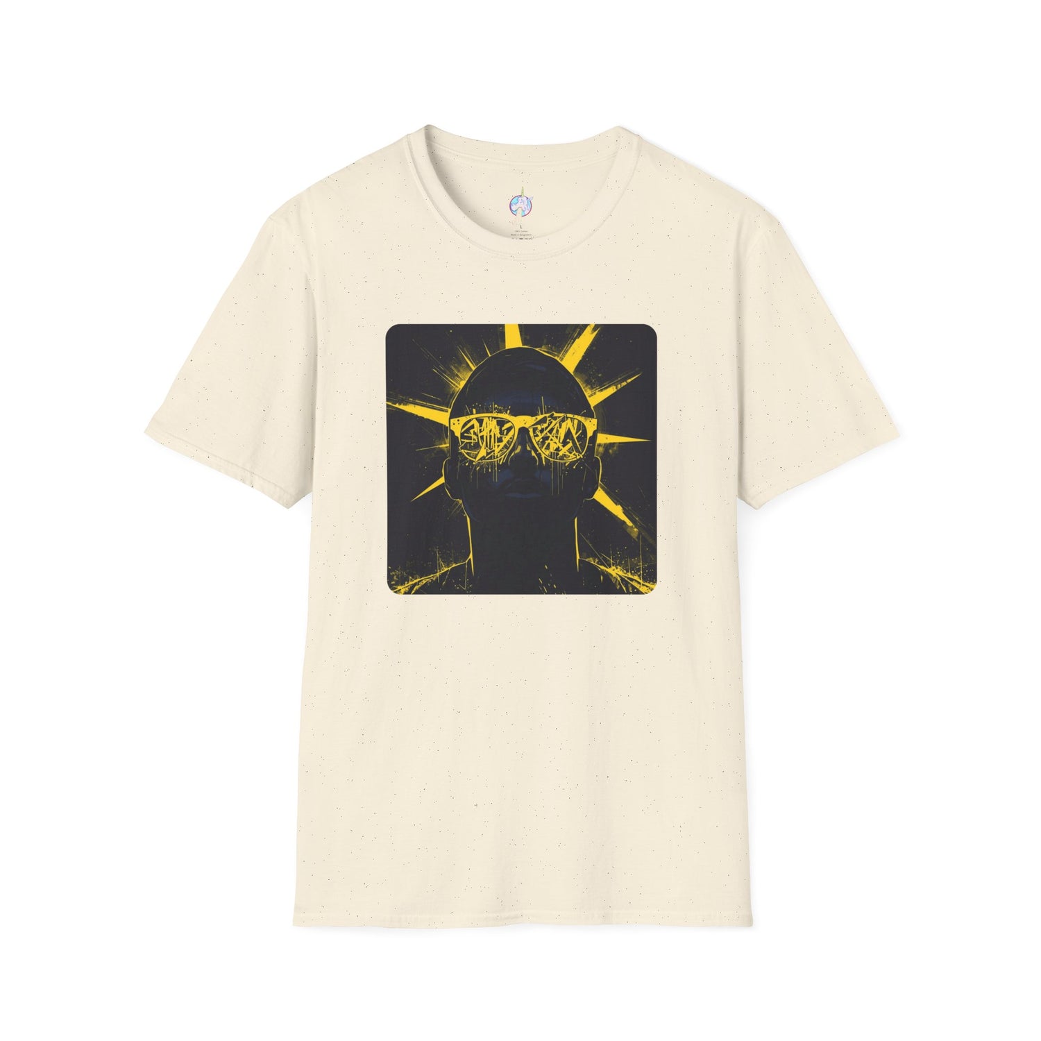 Solar Shades Graphic T-Shirt — Neon Yellow Sun Skull Design