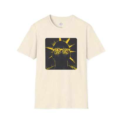 Solar Shades Graphic T-Shirt — Neon Yellow Sun Skull Design