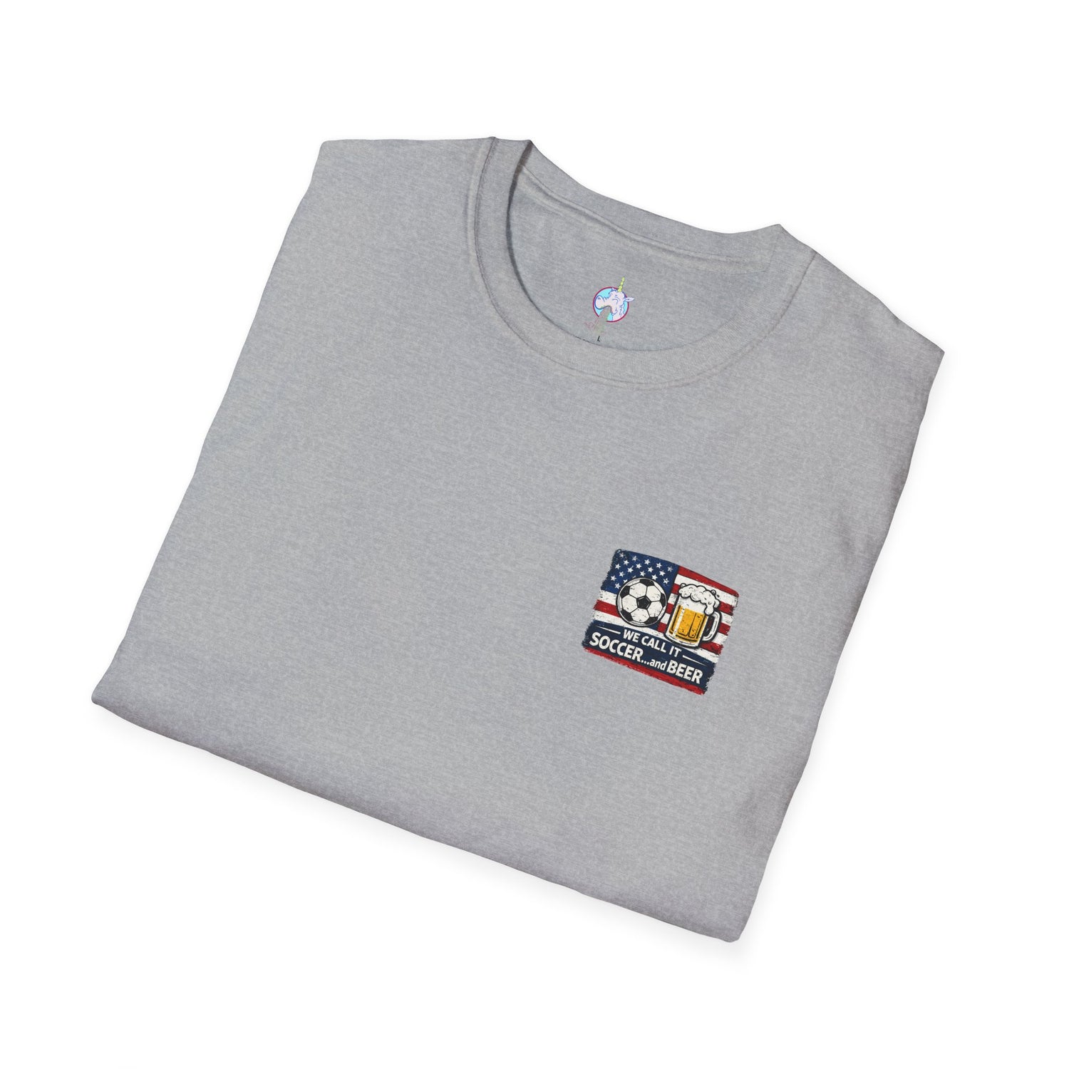 Soccer and Beer T-Shirt — American Flag Soccer Ball &amp; Beer Graphic Tee