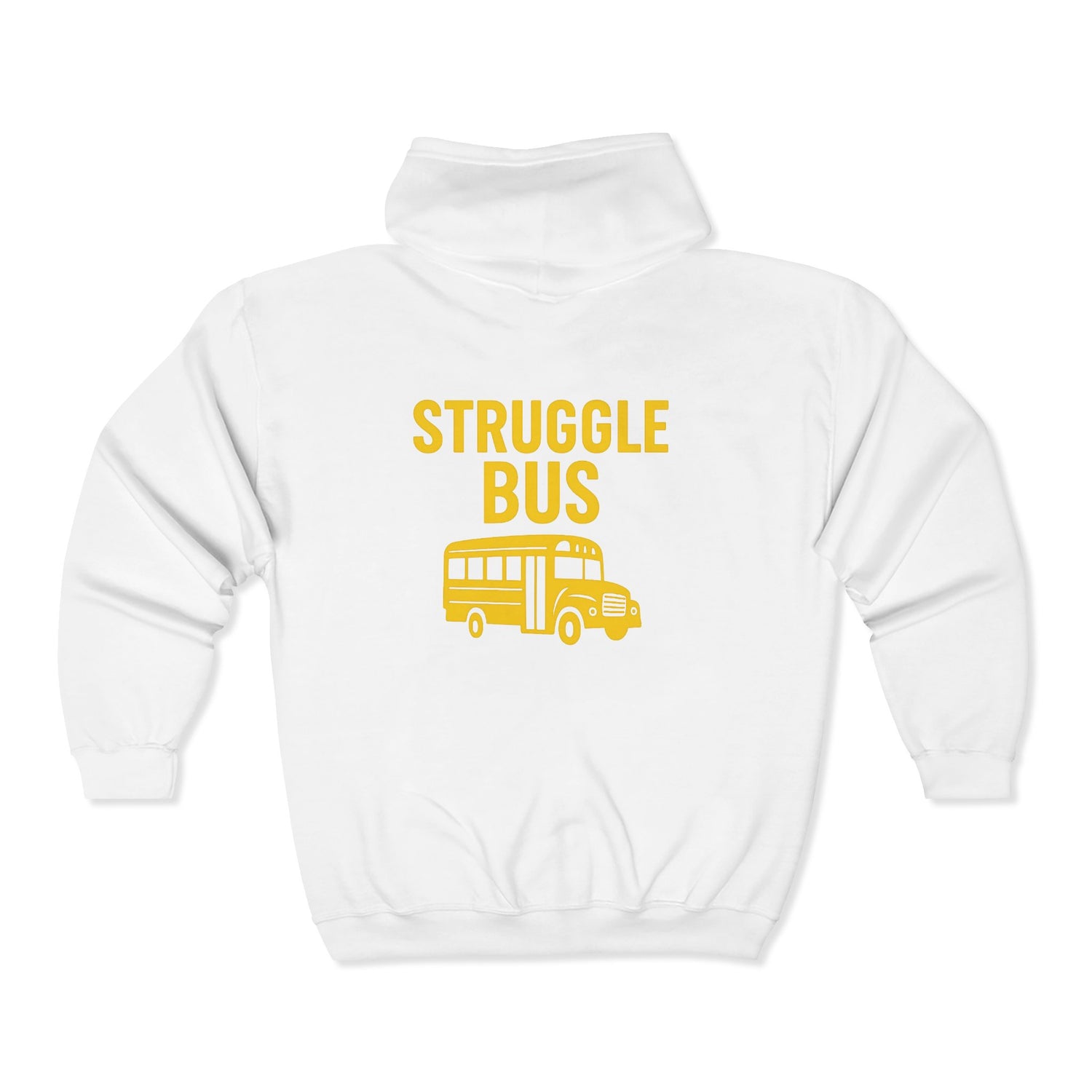 Struggle Bus Zip Hoodie — Funny Retro School Bus Graphic Sweatshirt