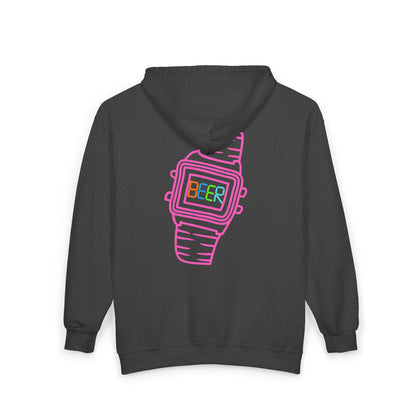 Funny Beer Watch Graphic Zip-Up Hoodie — Party Beer Design