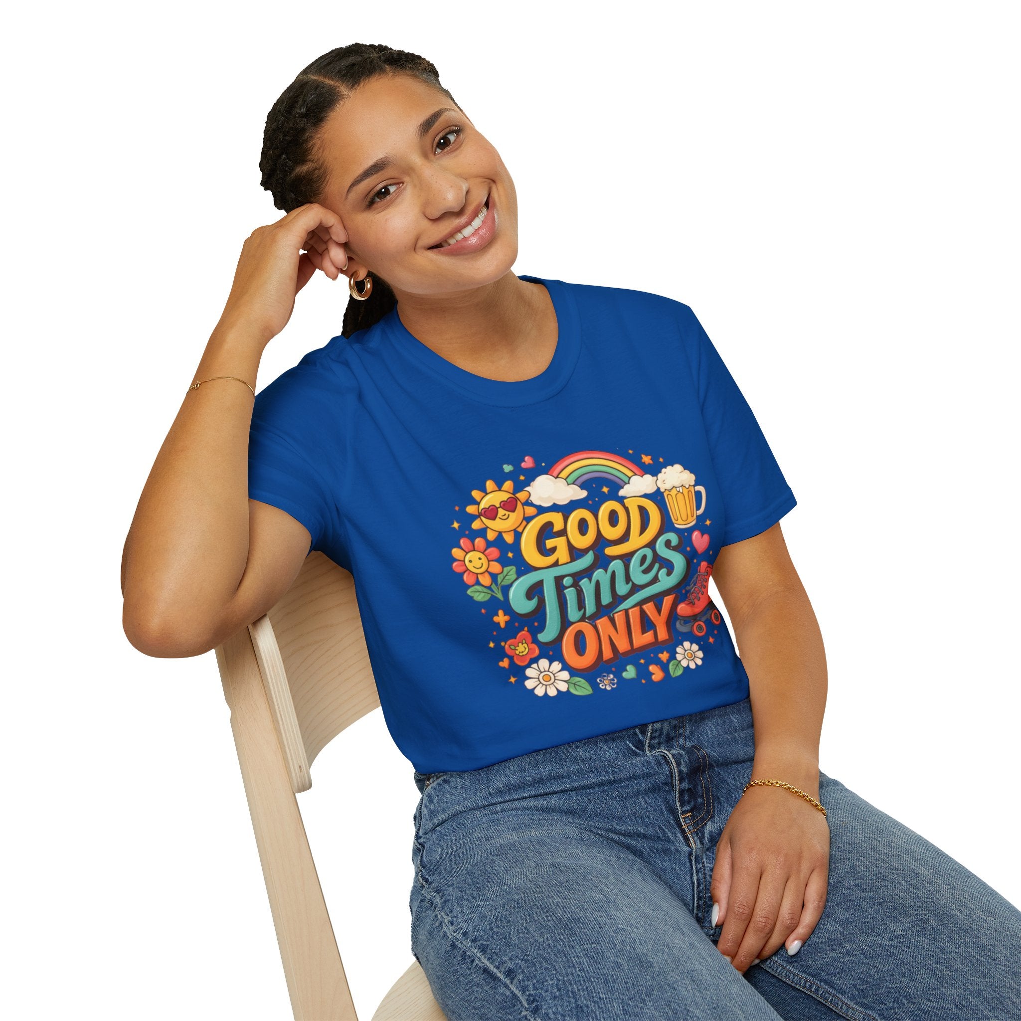Good Times Only T-Shirt — Retro Roller &amp; Sunshine Graphic Tee