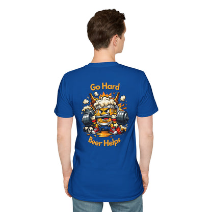 Go Hard Beer Helps T-Shirt — Funny Gym Beer Fitness Graphic Tee
