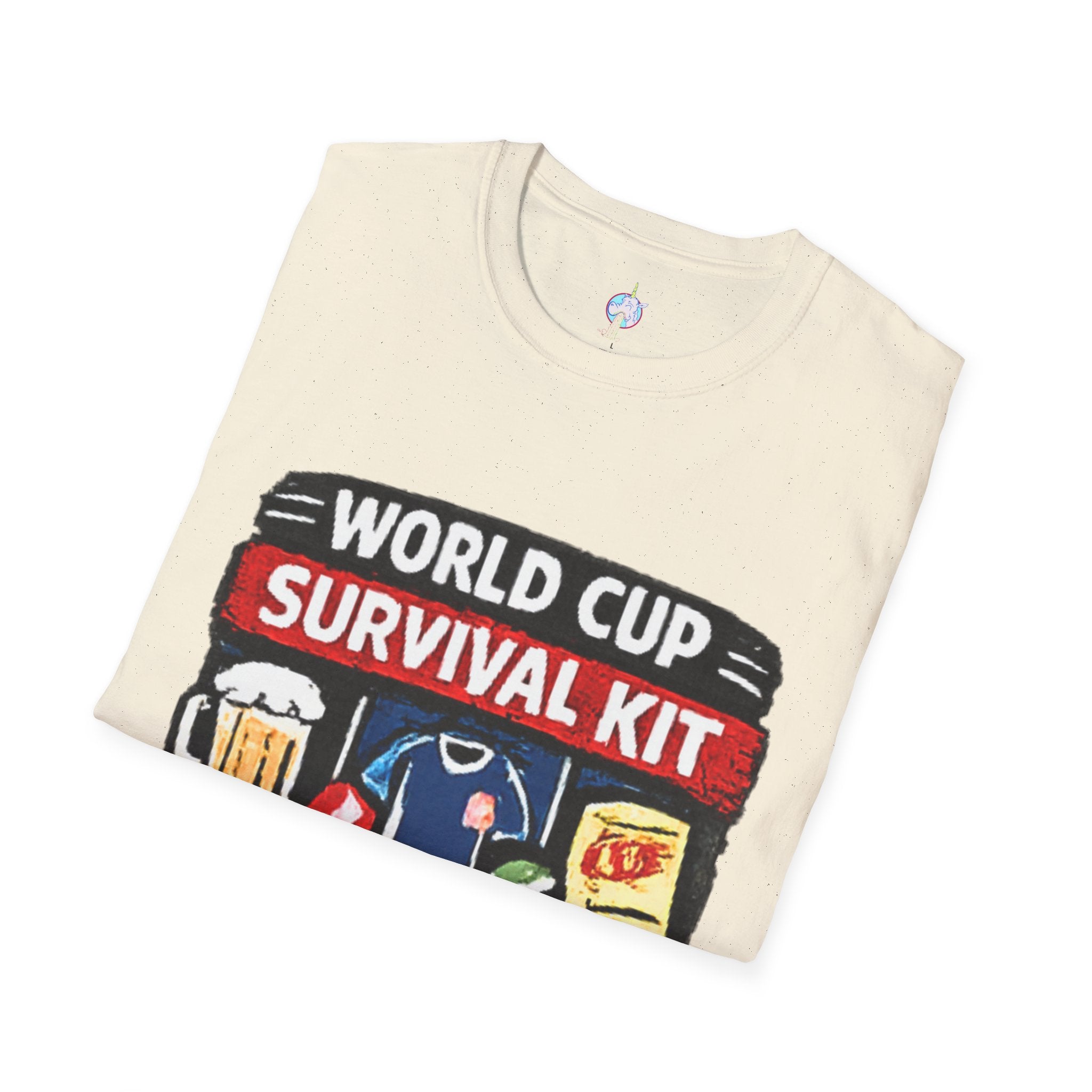 World Cup Survival Kit T-Shirt — Soccer Fan Tee with Beer &amp; Snacks Graphic