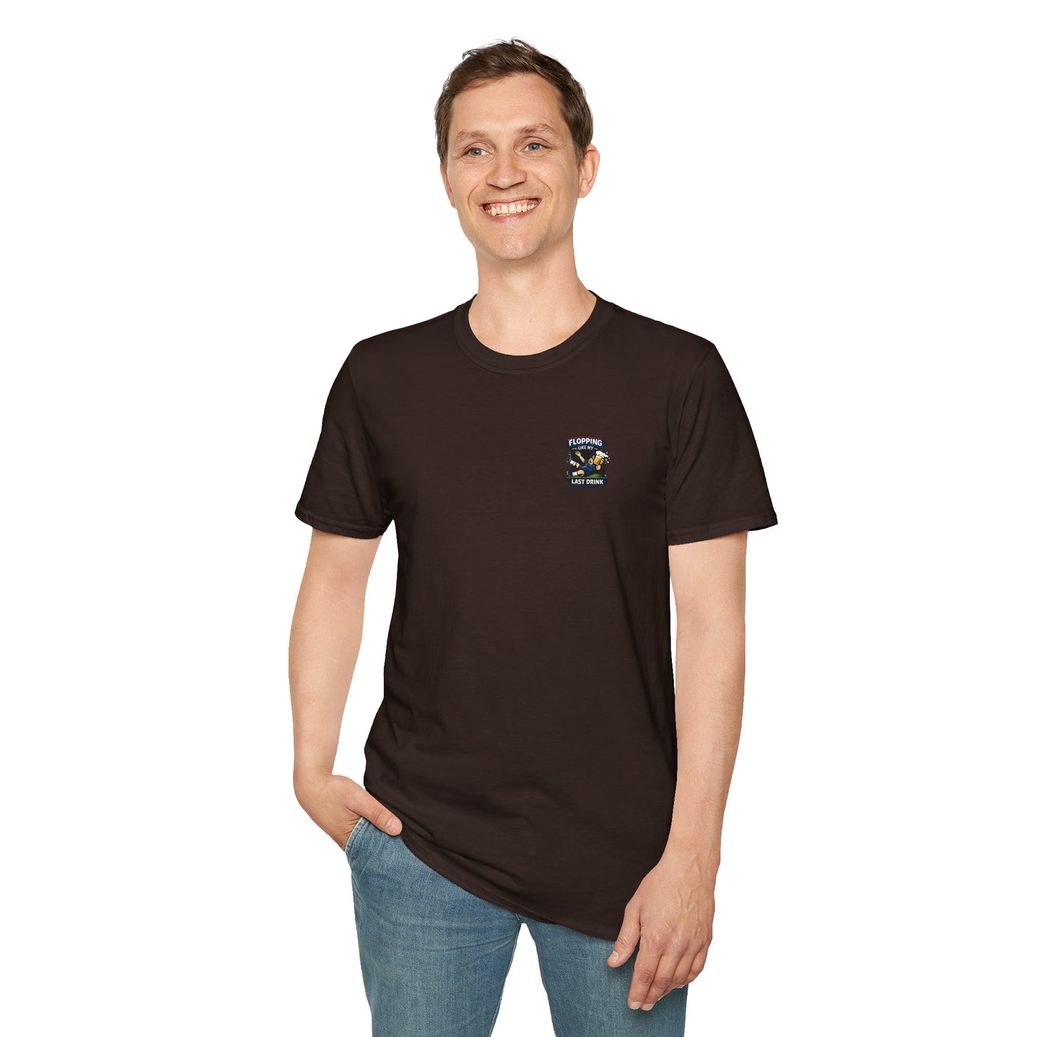 Flopping Like My Last Drink T-Shirt – Funny Bar &amp; Beer Drinking Tee
