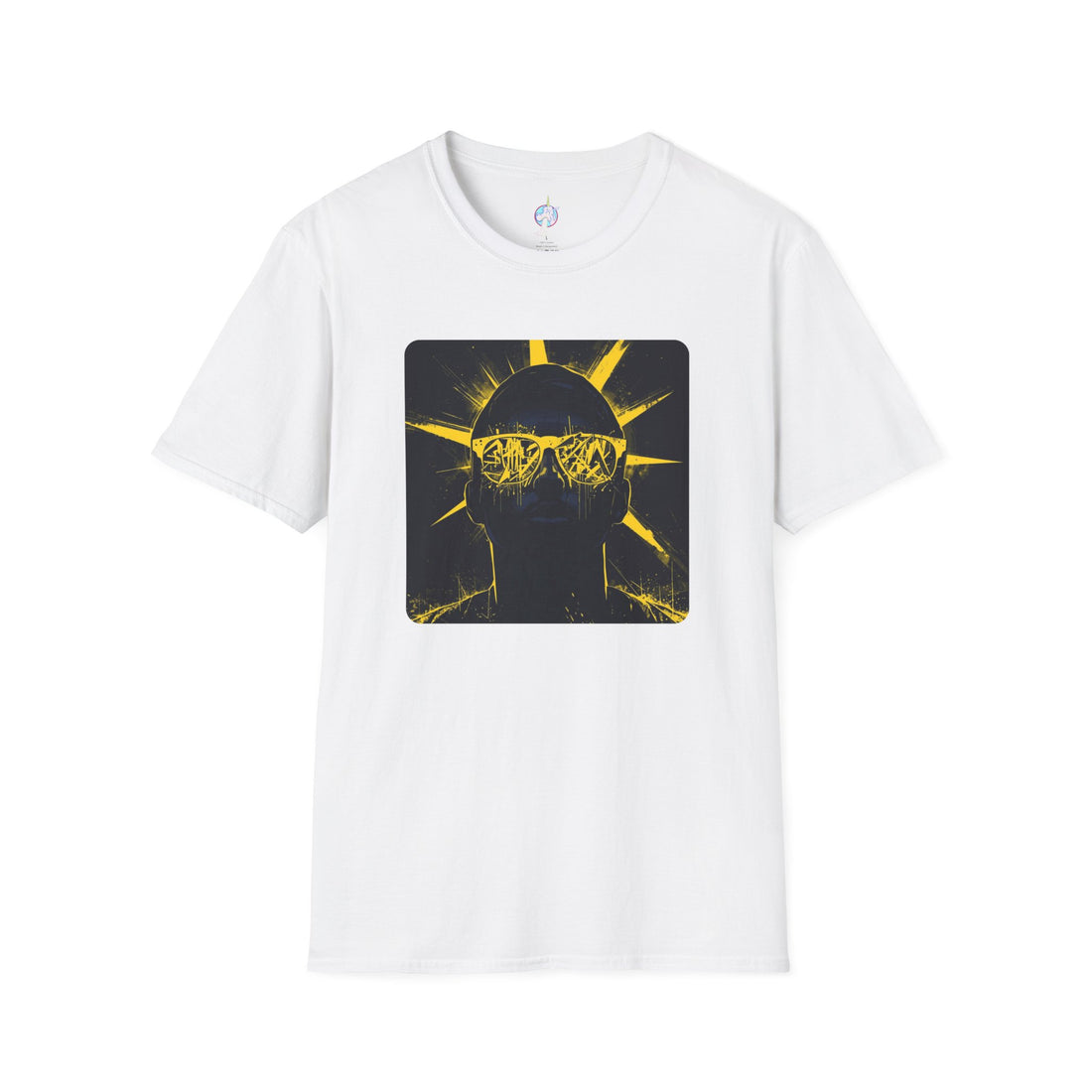 Solar Shades Graphic T-Shirt — Neon Yellow Sun Skull Design