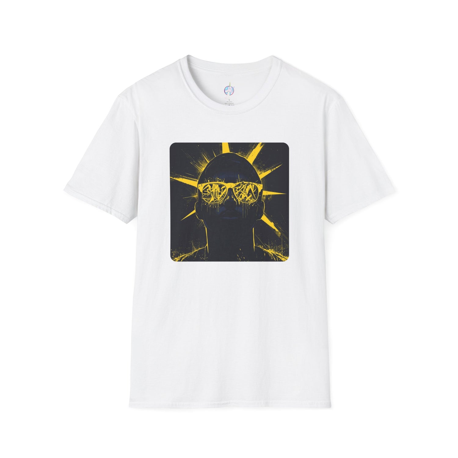 Solar Shades Graphic T-Shirt — Neon Yellow Sun Skull Design