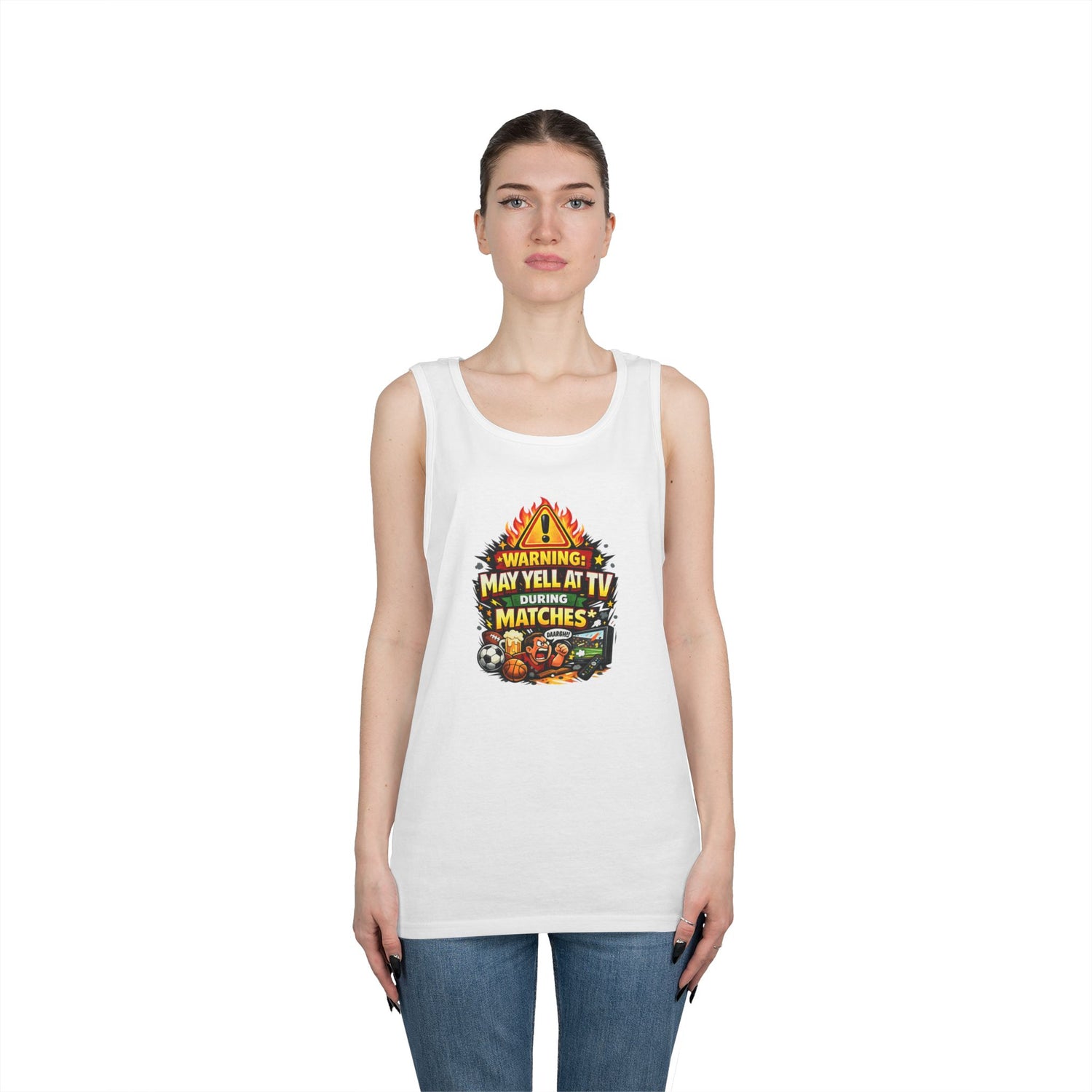 Warning May Yell At TV During Matches Funny Tank Top