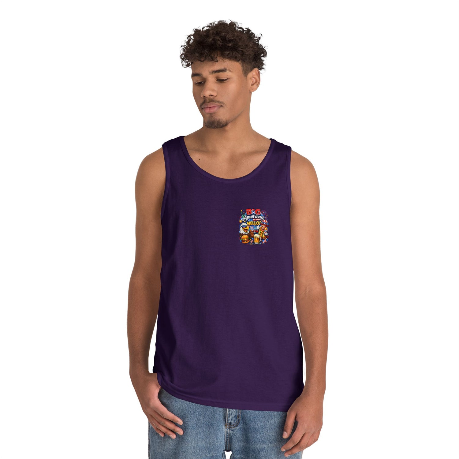 Big American Hello Funny Tank Top Patriotic