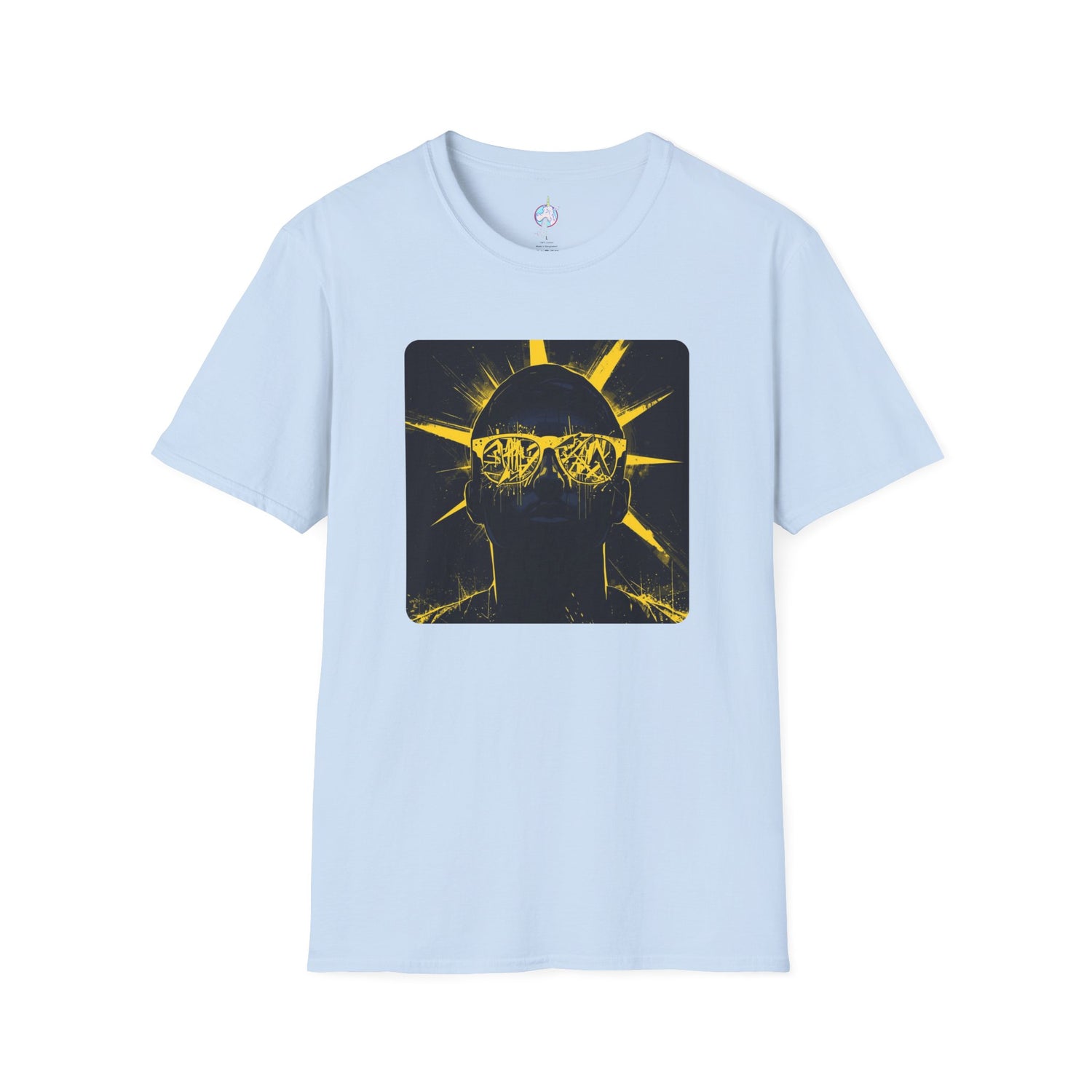 Solar Shades Graphic T-Shirt — Neon Yellow Sun Skull Design
