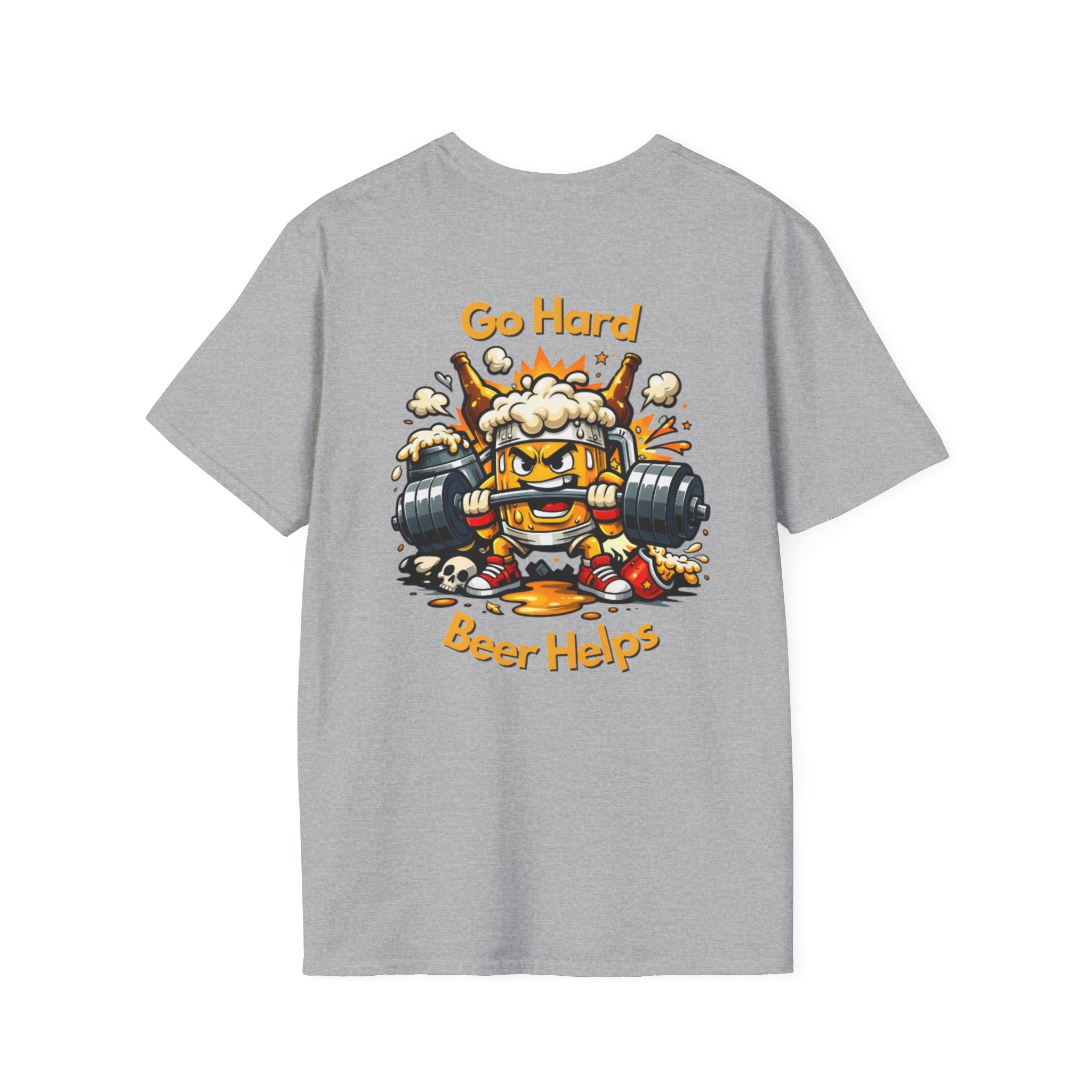 Go Hard Beer Helps T-Shirt — Funny Gym Beer Fitness Graphic Tee