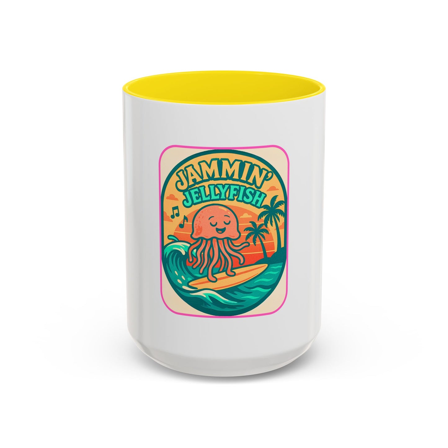 Jammin' Jellyfish Coffee Mug - Fun Surfing Ocean Mug, Tropical Drinkware, Beach Vibes Gift, Casual Teacup, Quirky Kitchen Decor