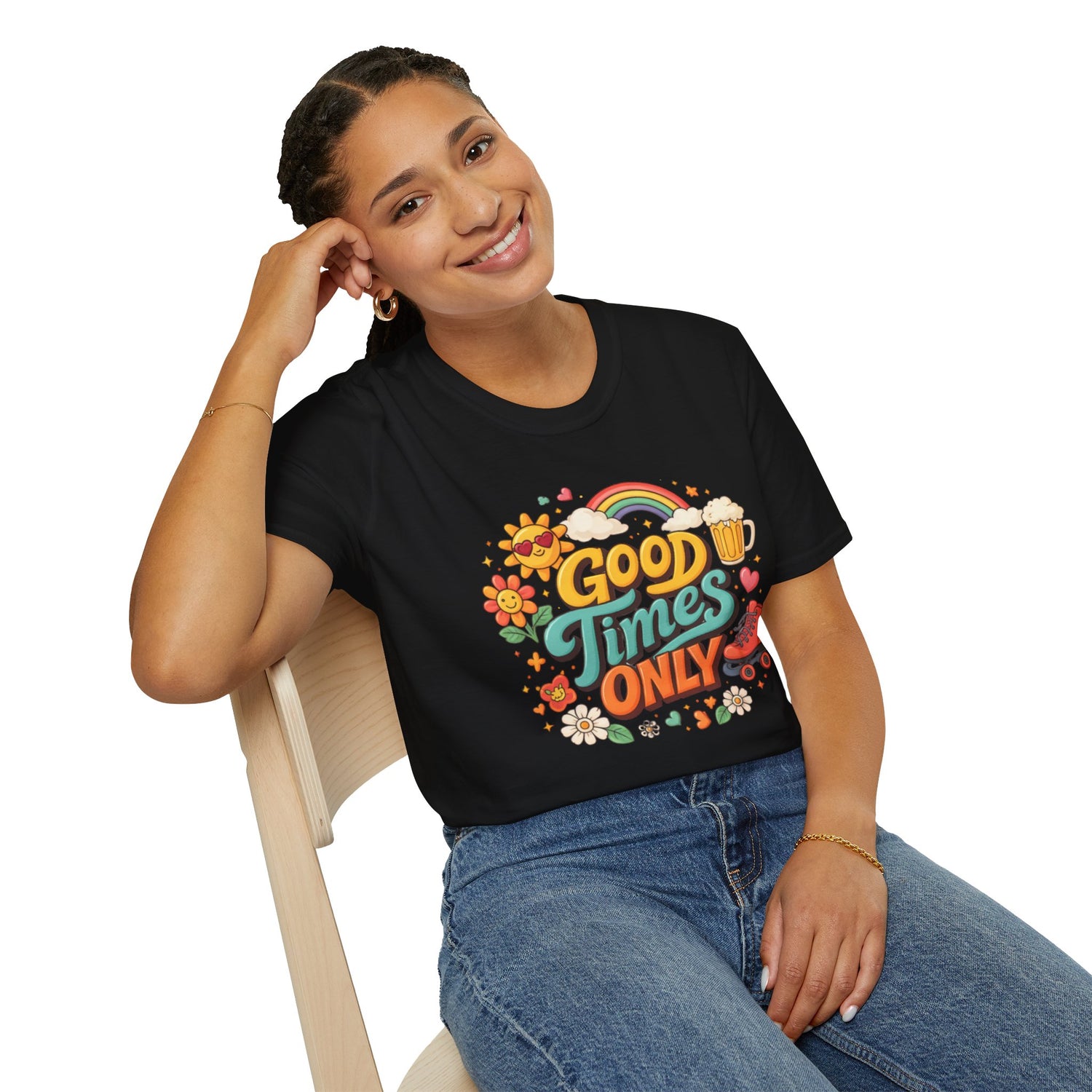 Good Times Only T-Shirt — Retro Roller &amp; Sunshine Graphic Tee