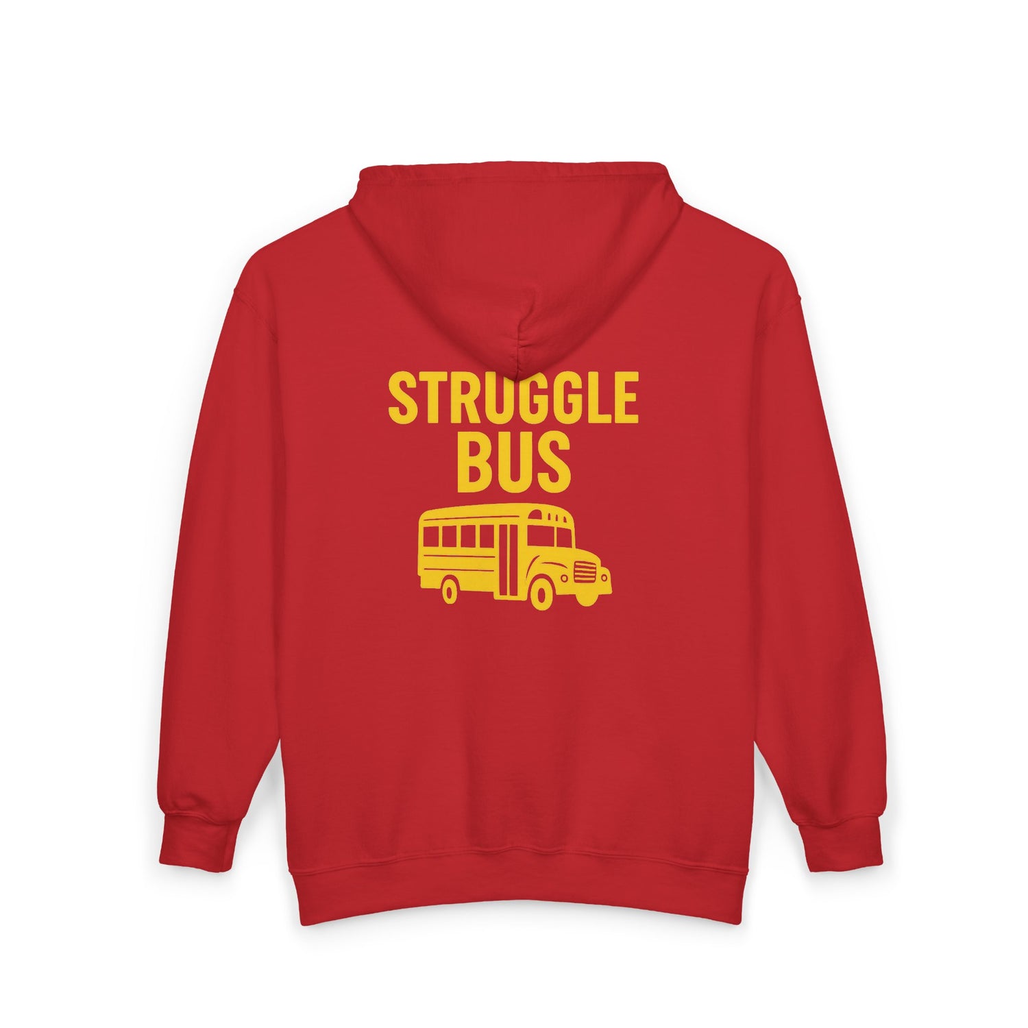 Struggle Bus Zip Hoodie — Funny Retro School Bus Graphic Sweatshirt
